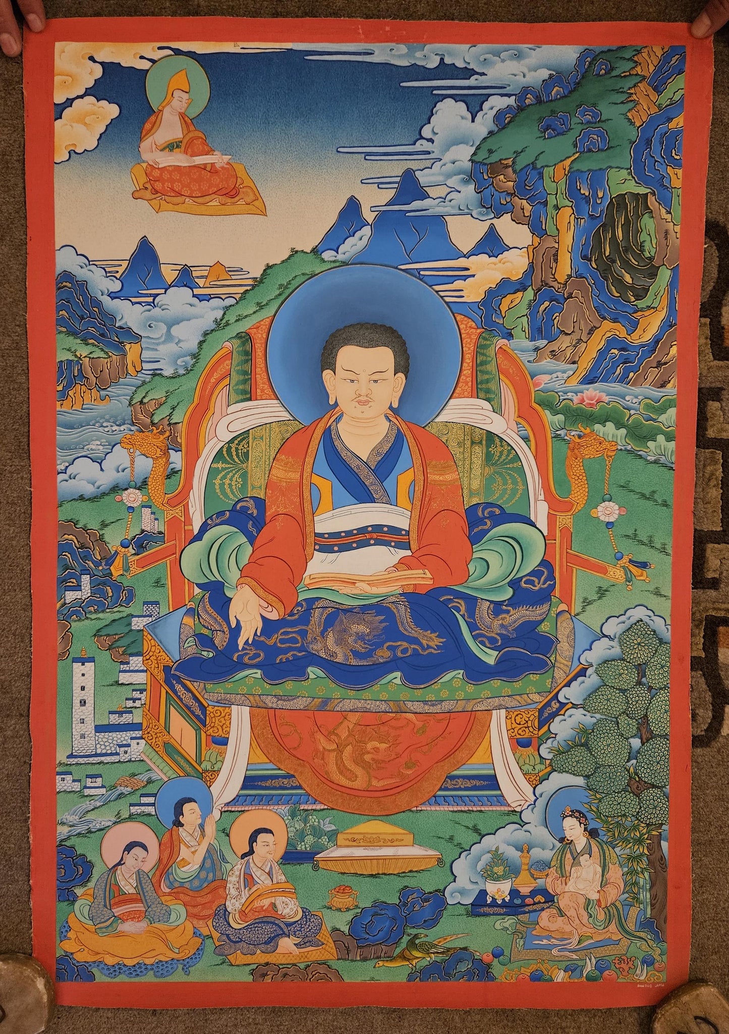 202. Marpa Lotsawa Thangka (Thanka). Free Brocade / Free Shipping.