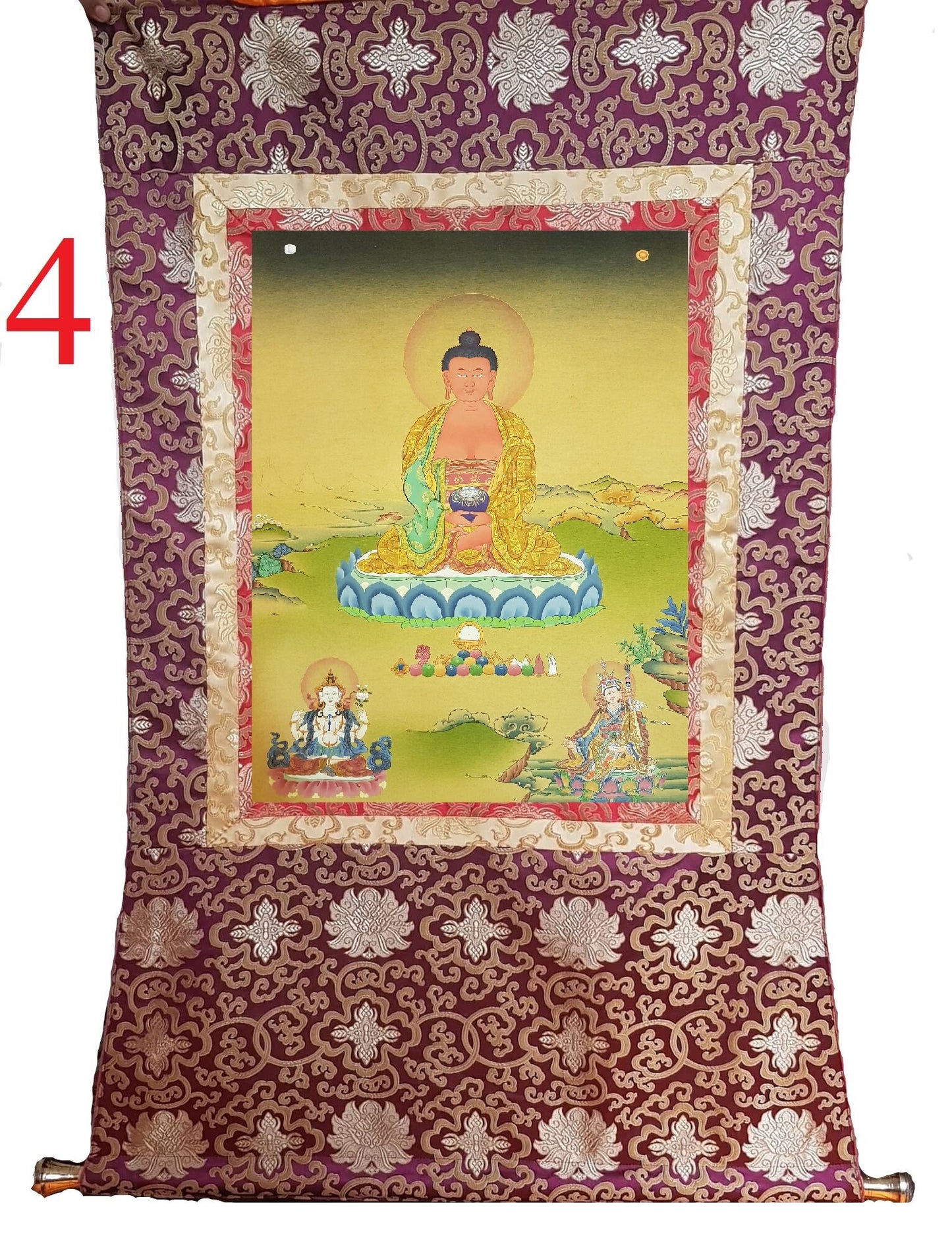 4. Karma Gadri Style Amitabha Buddha Thangka (Thanka). Free Brocade / Free Shipping.