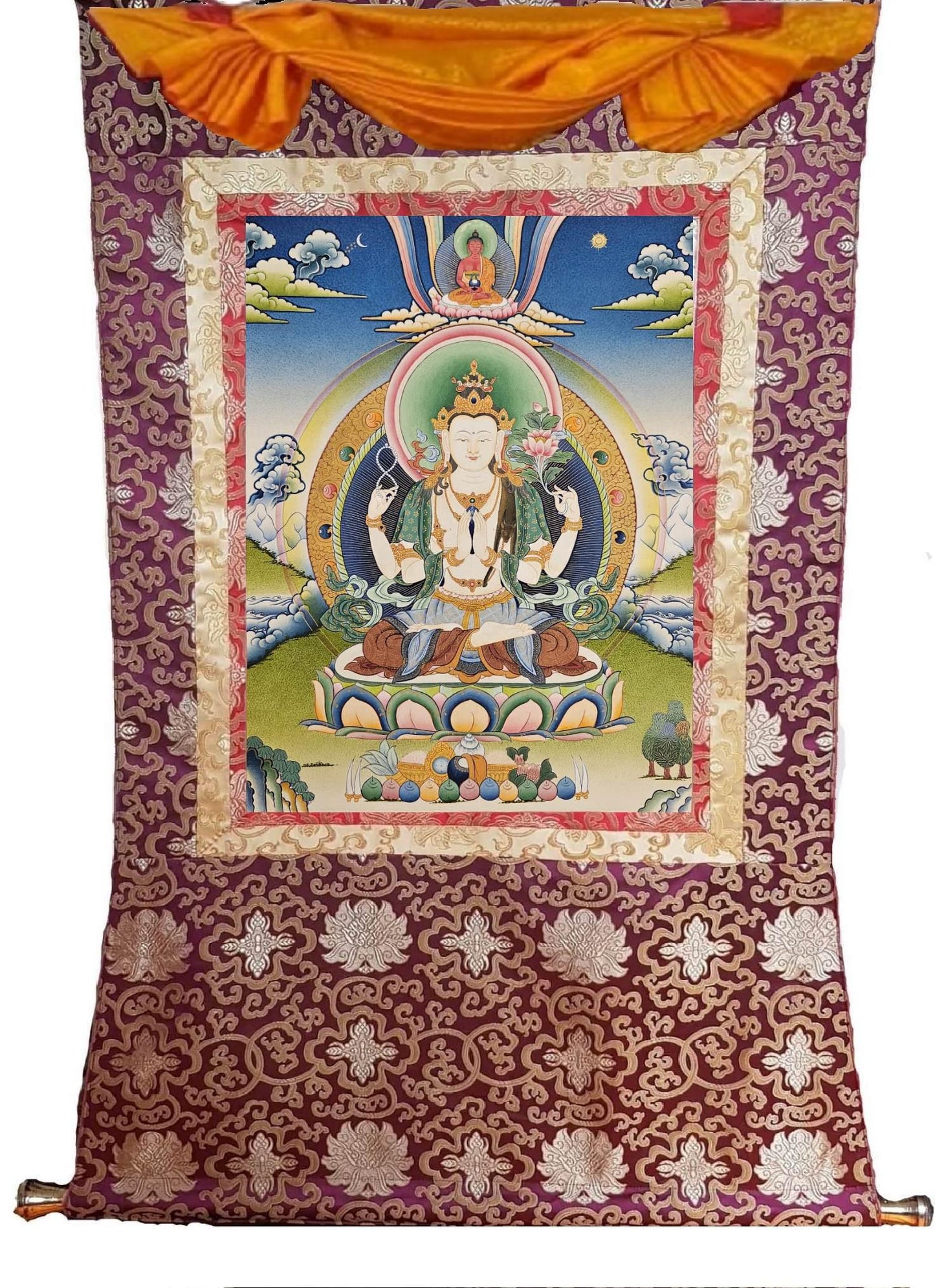 17. Chenrezig Thangka (Thanka). Free Brocade / Free Shipping.