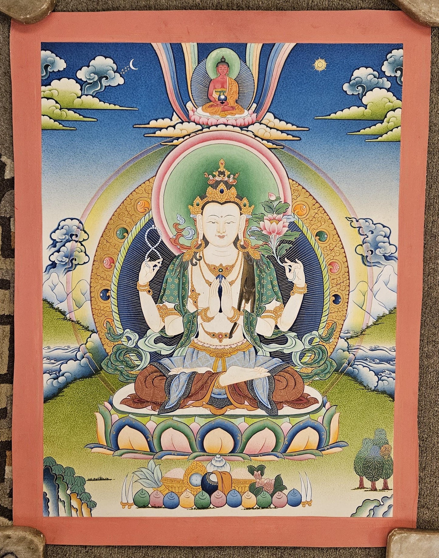17. Chenrezig Thangka (Thanka). Free Brocade / Free Shipping.
