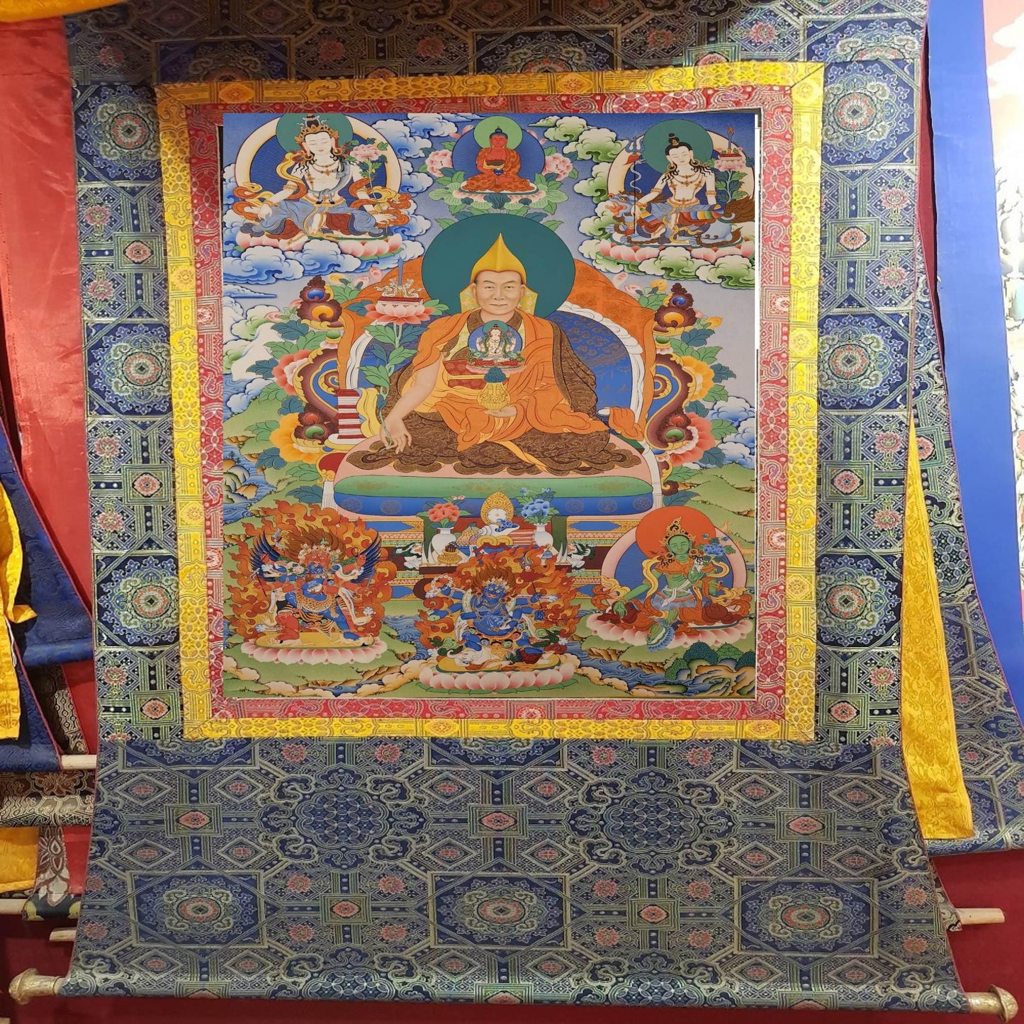 14th Dalai Lama Jetsun Jamphel Ngawang Lobsang Yeshe Tenzin Gyatso Gyalwa Rinpoche. Free Brocade / Free Shipping.