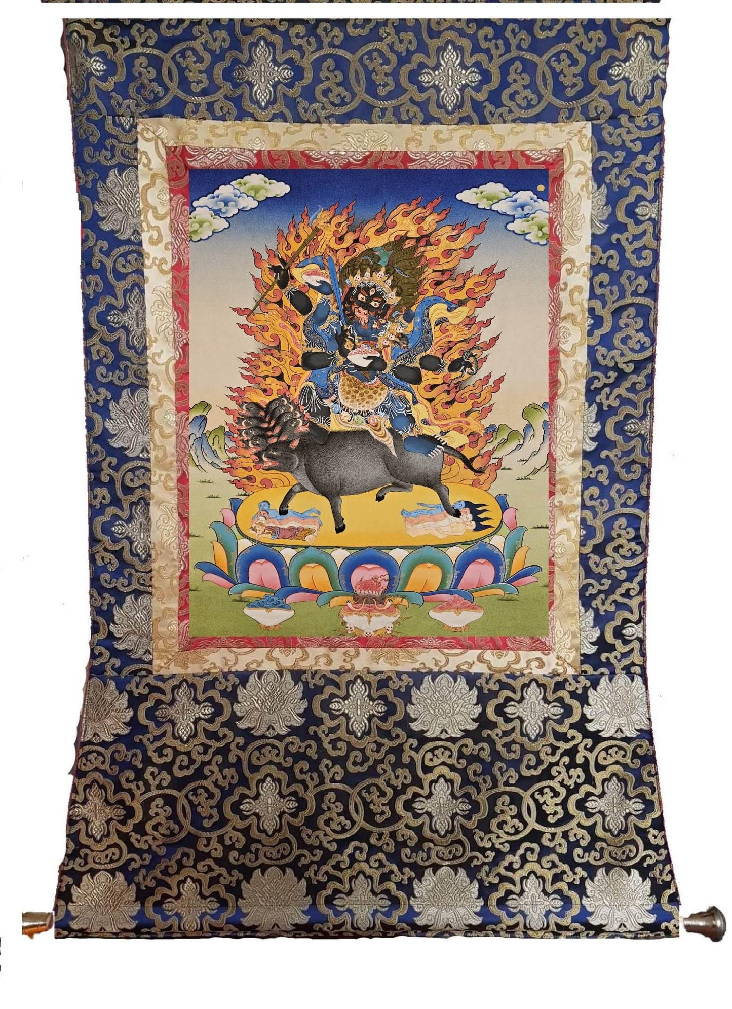 374. Wrathful Black Hayagriva Wrathful Black Hayagriva (Thangka). Free Brocade / Free Shipping.