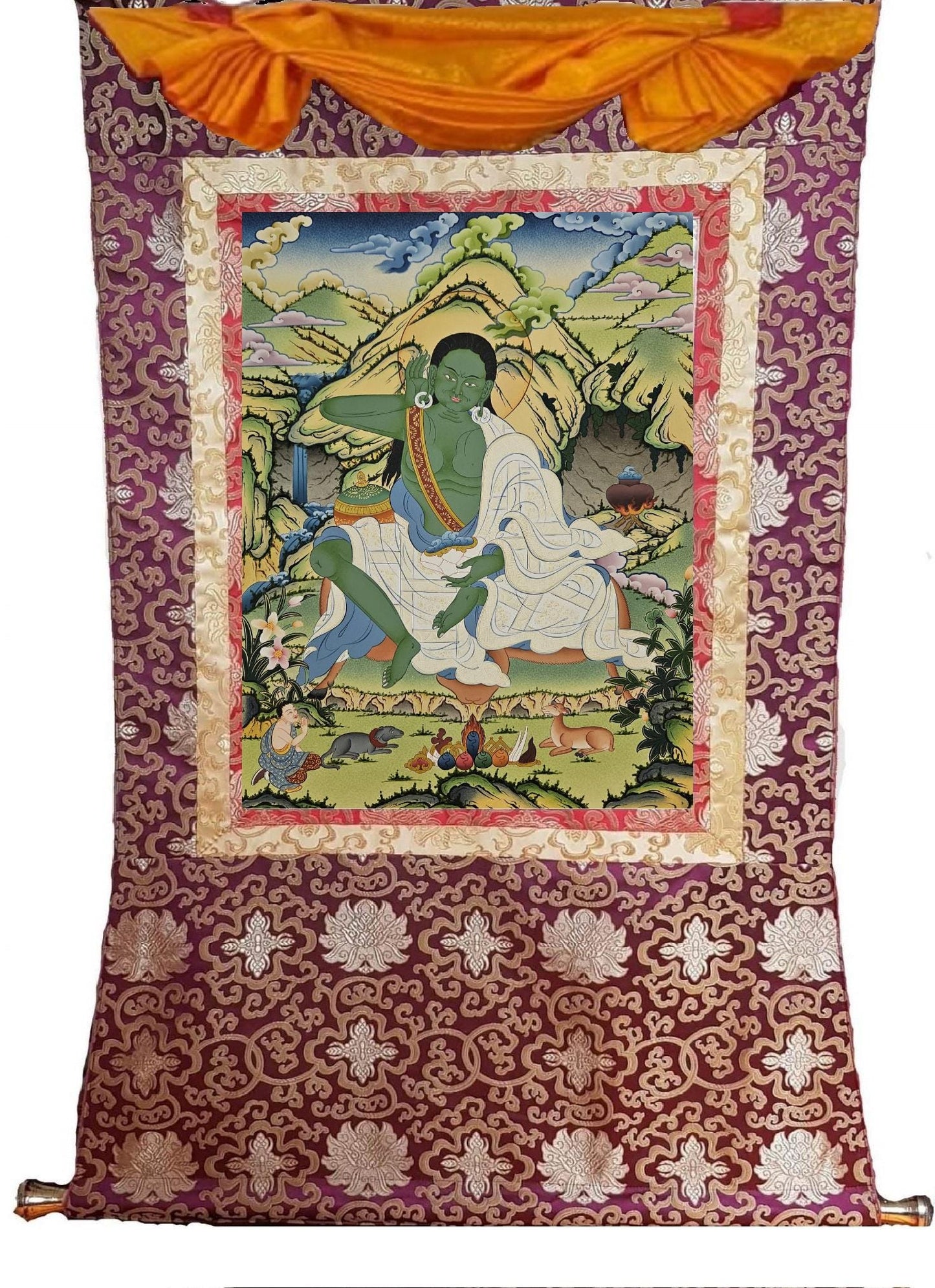398. Milarepa Thangka (Thanka). Free Brocade / Free Shipping.