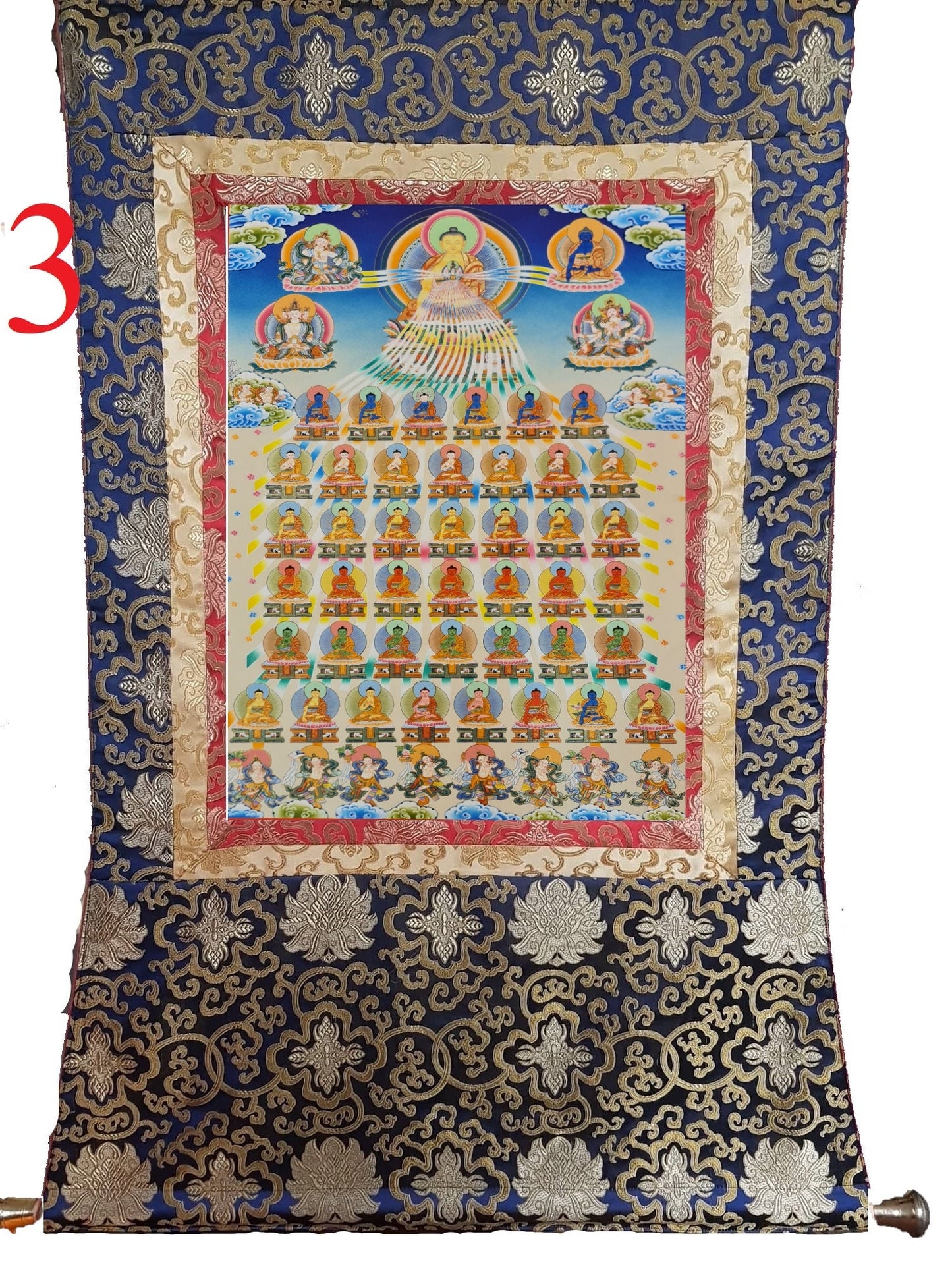 280. 35 Buddha Thangka (Thanka). Free Brocade / Free Shipping.