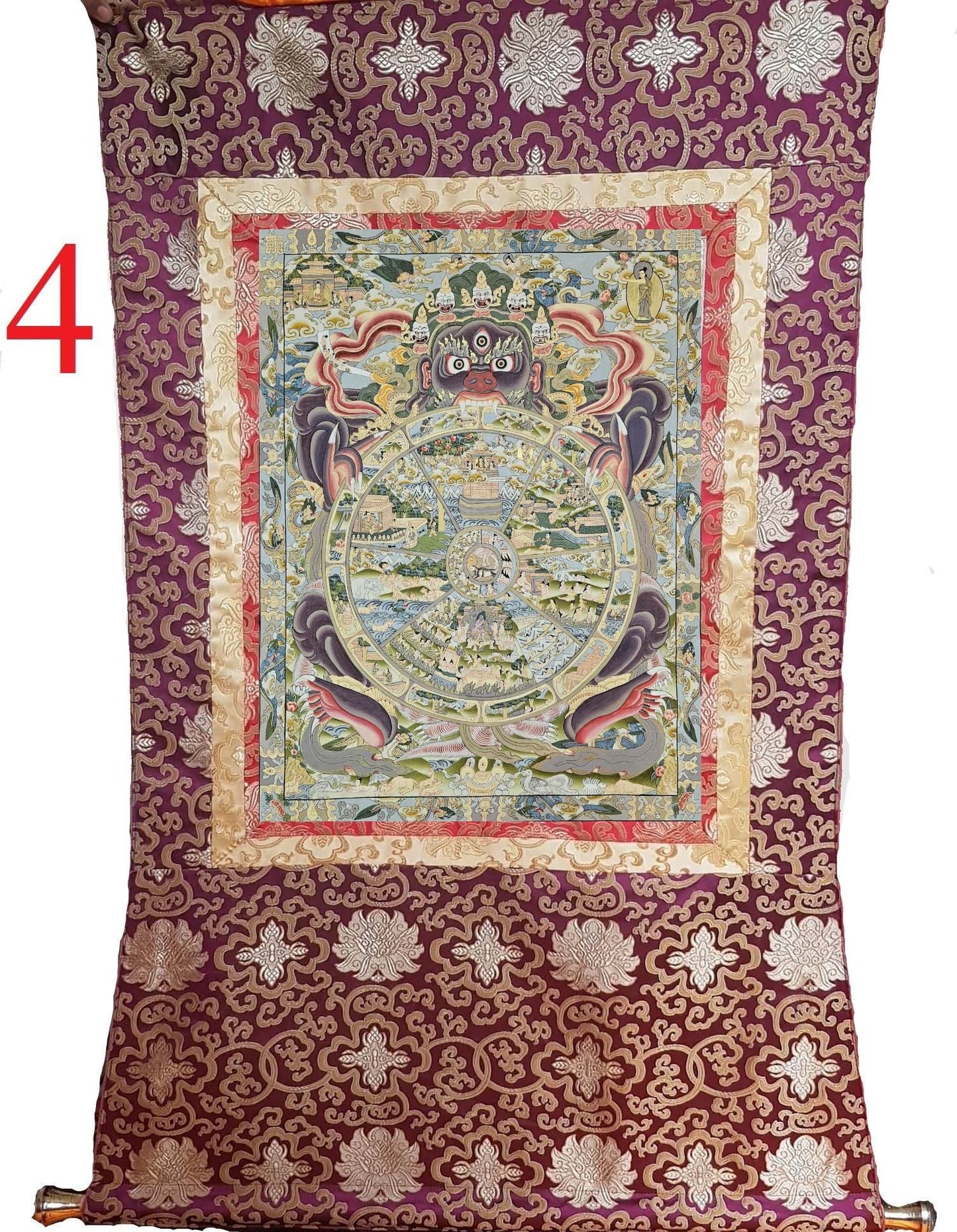 262. Wheel of Life (Samsara) Thangka (Thanka). Free Brocade / Free Shipping.