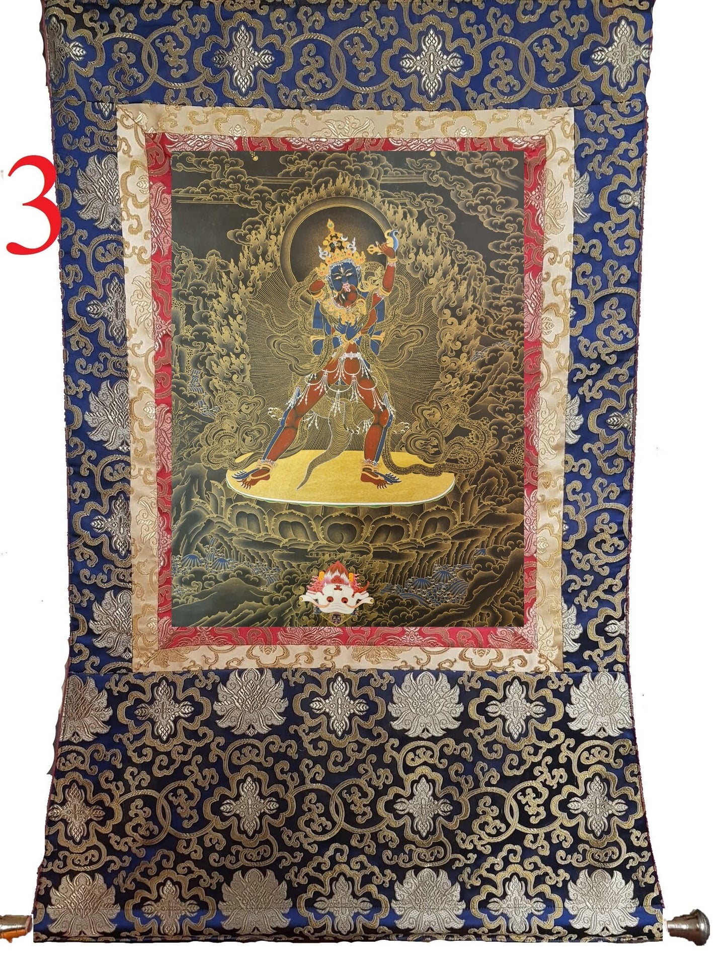 274. Two-Armed Heruka Chakrasamvara with Consort Thangka (Thanka). Free Brocade / Free Shipping.