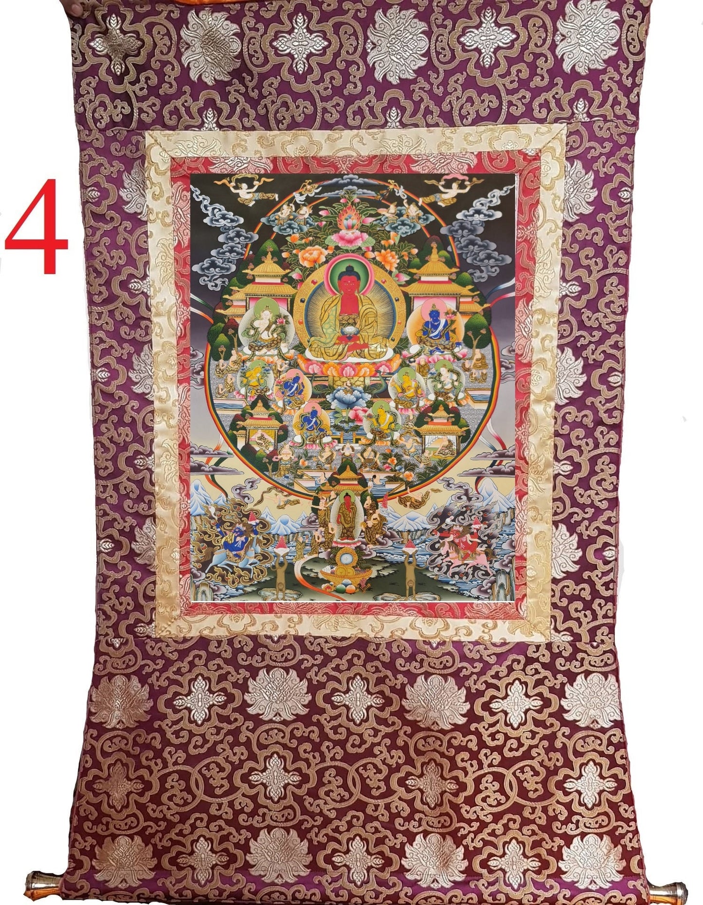 261. Large Amitabha Buddha Palace Thangka (Thanka). Free Brocade / Free Shipping.
