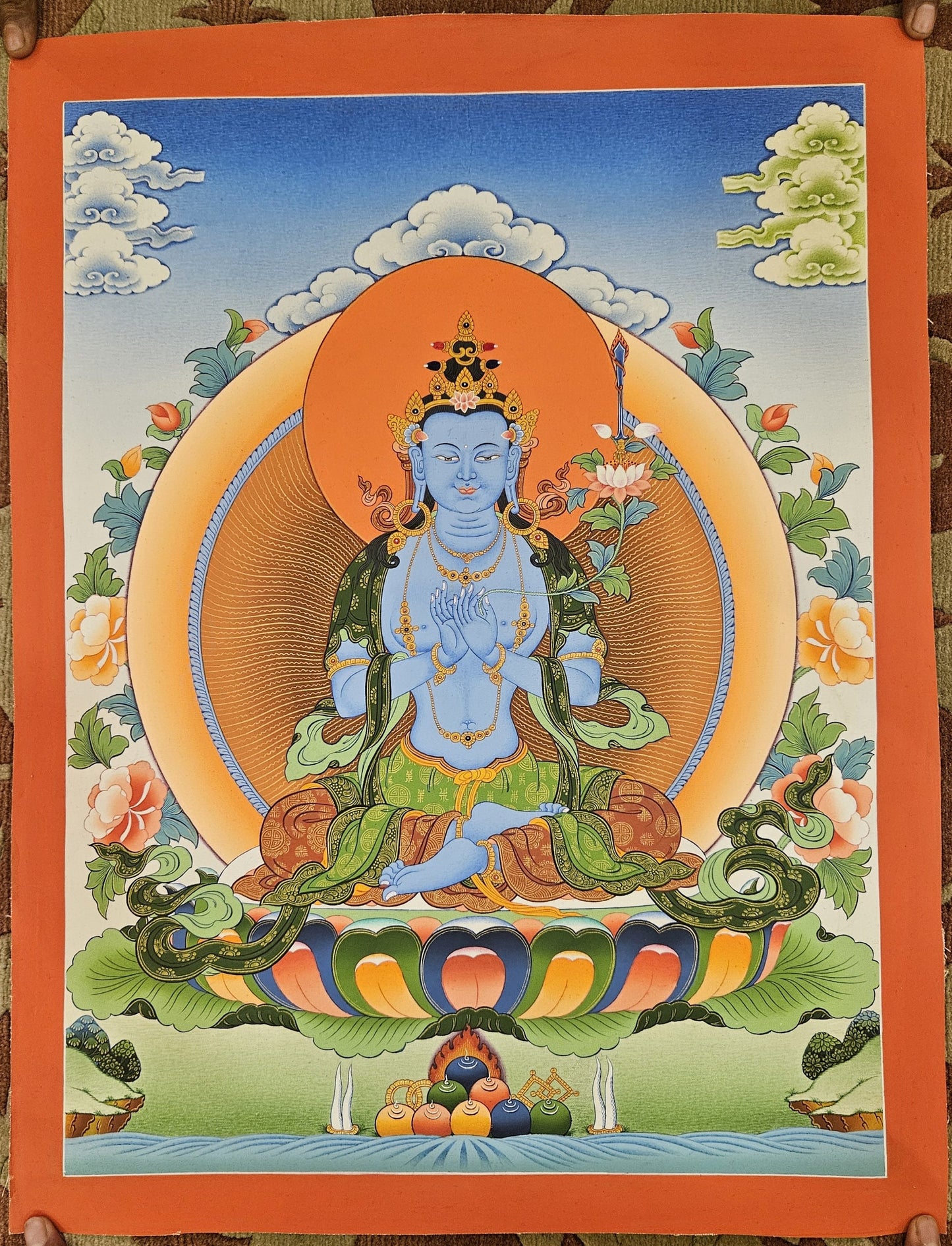 243. Akasagarbha Namkhai Nyingpo Thangka (Thanka). Free Brocade / Free Shipping.