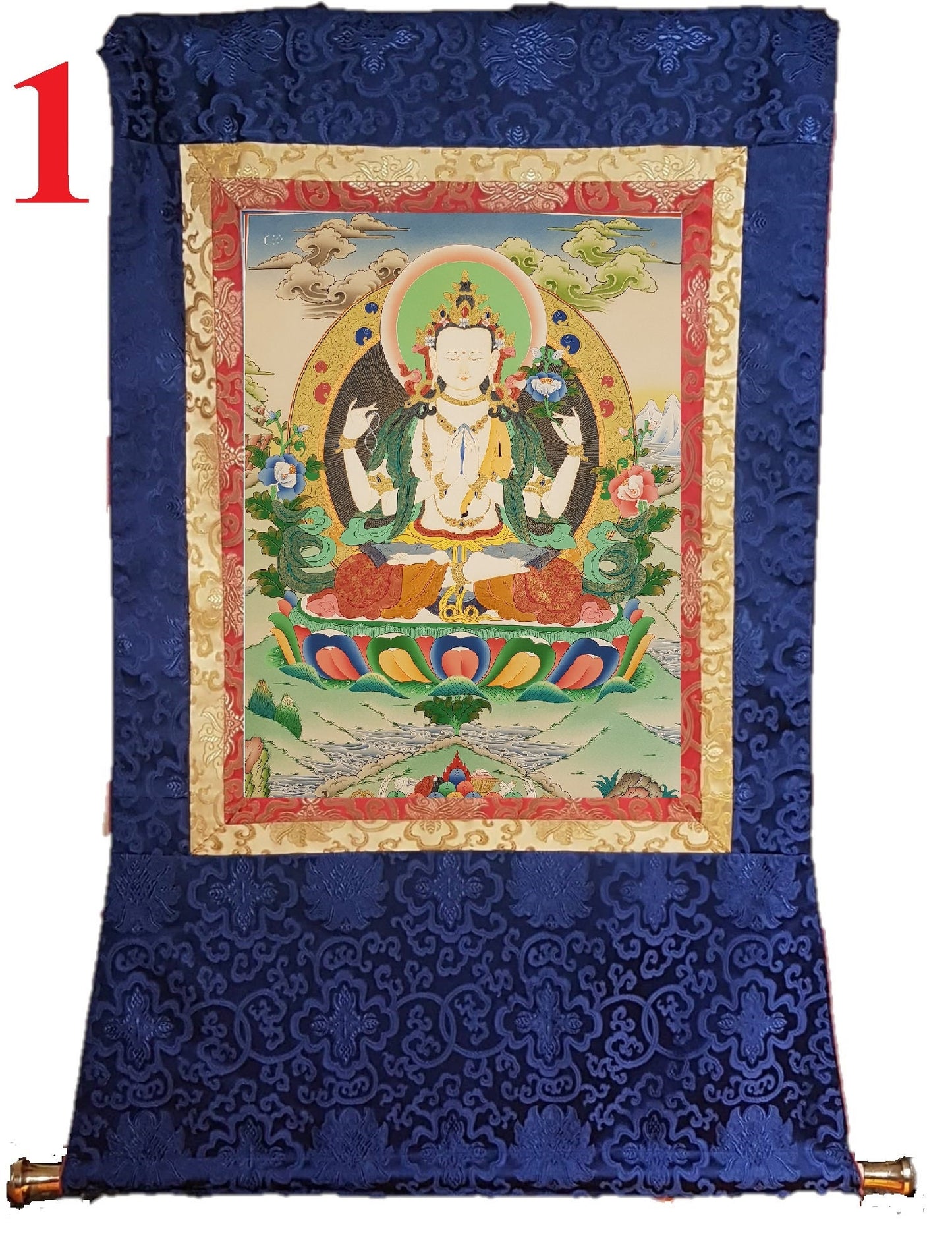 16. Chenrezig Thangka (Thanka). Free Brocade / Free Shipping.