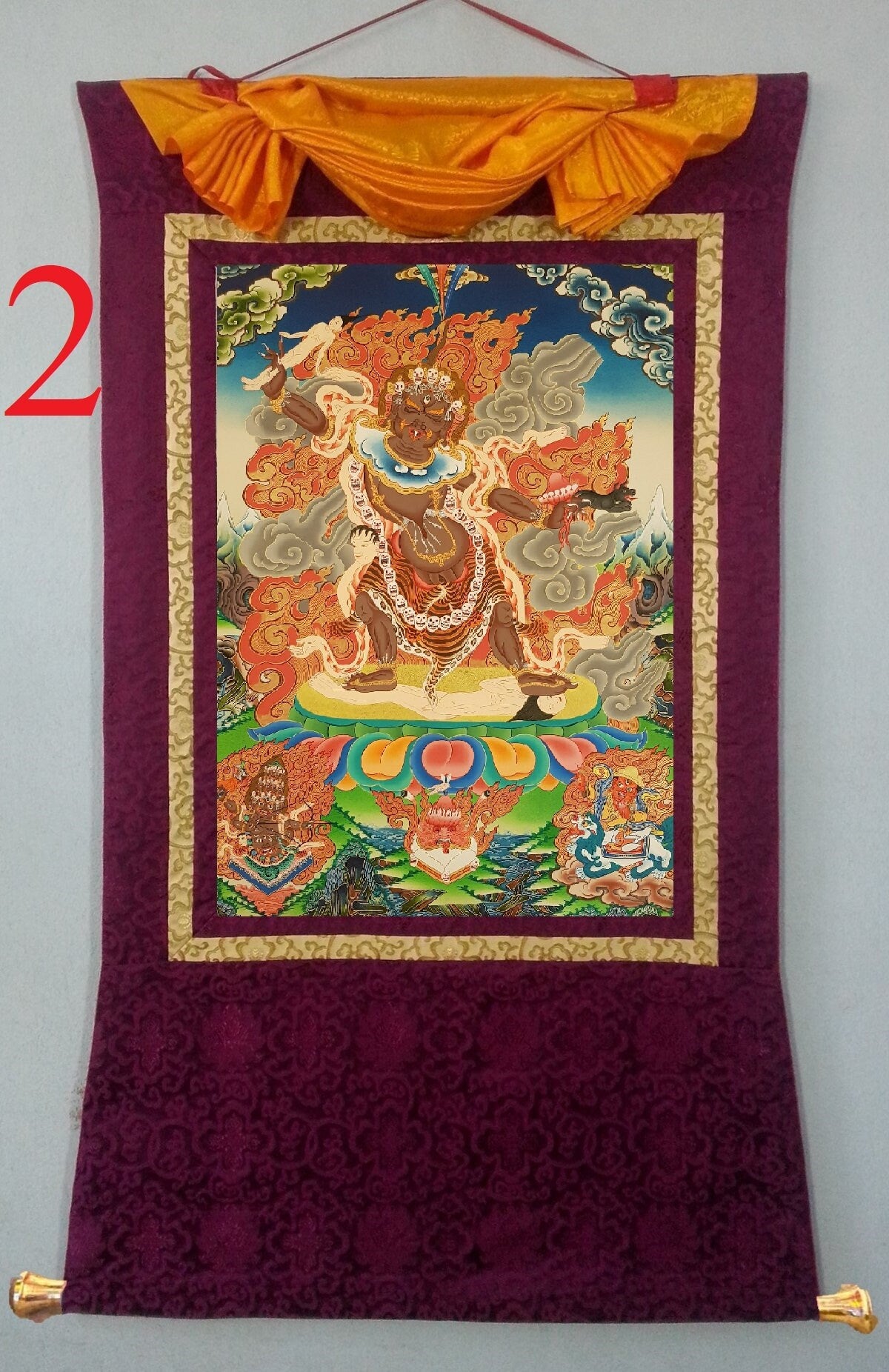 47. Ekajati Tibetan Thangka (Thanka) Painting. Free Brocade / Free Shipping.