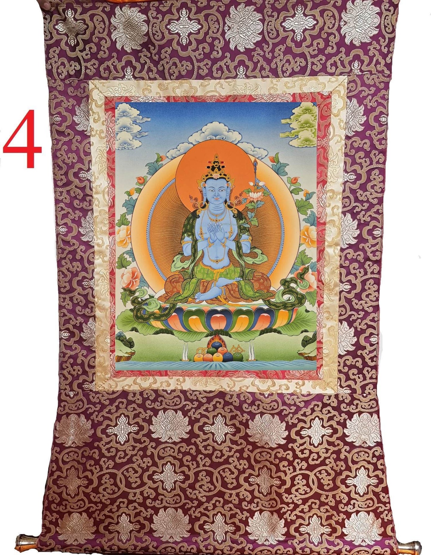 243. Akasagarbha Namkhai Nyingpo Thangka (Thanka). Free Brocade / Free Shipping.