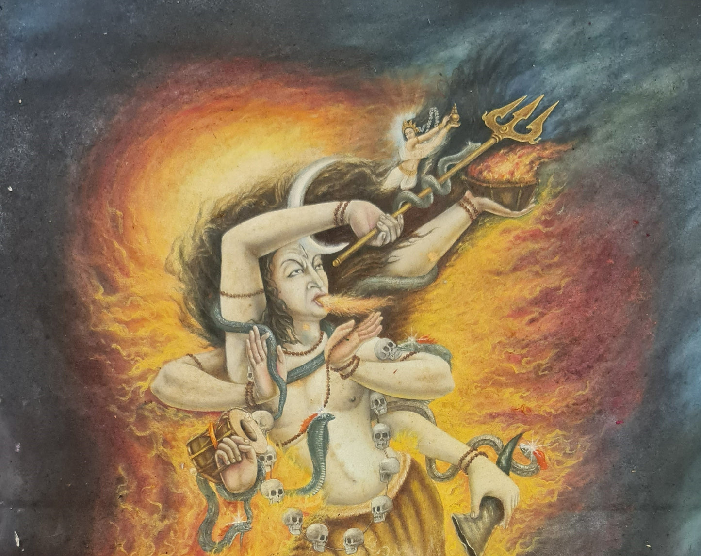 Shiva and Bhagirath Oil Painting in Canvas. Signed by the Artist.