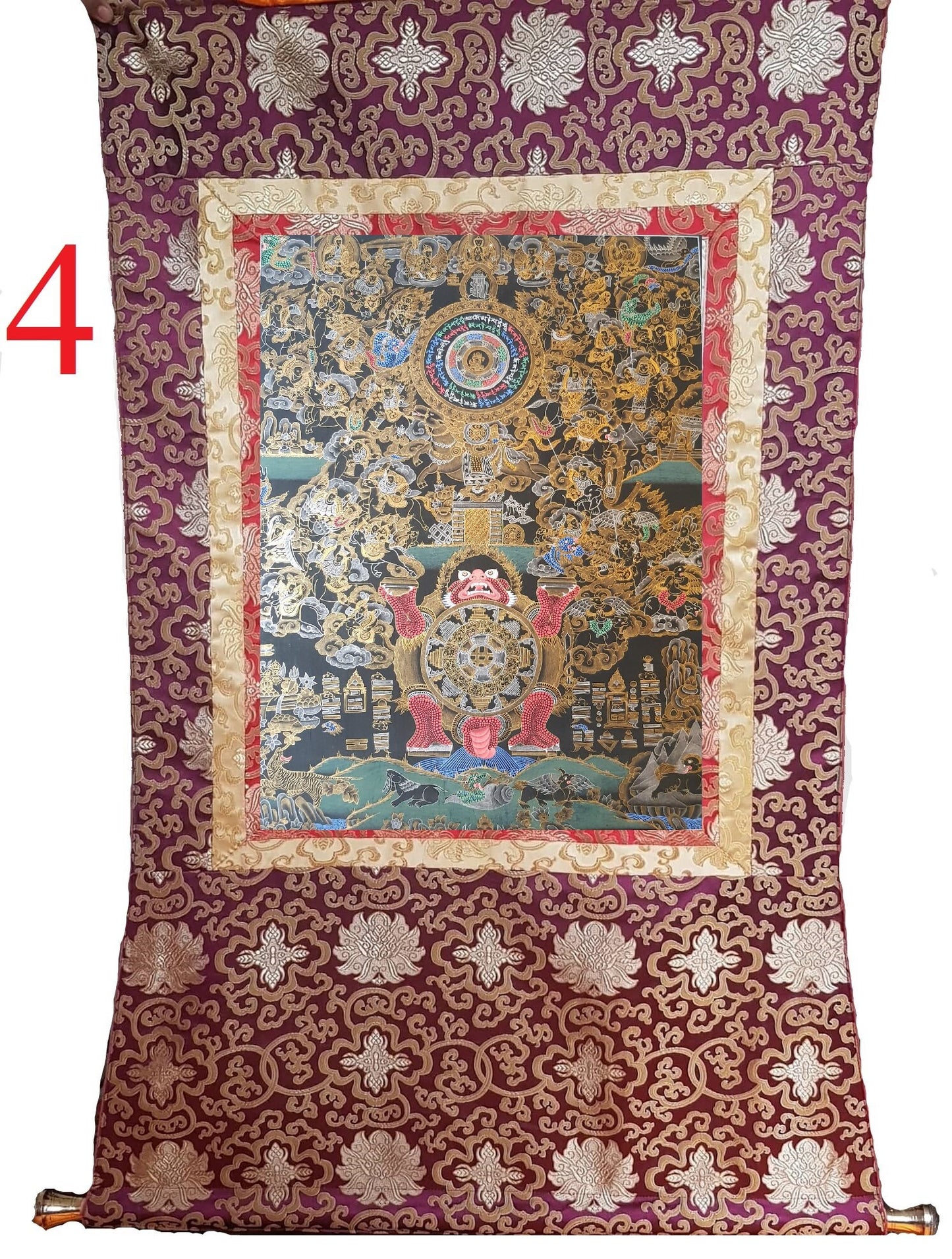 123. Tibetan Calendar Thangka (Thanka). Free Brocade / Free Shipping.