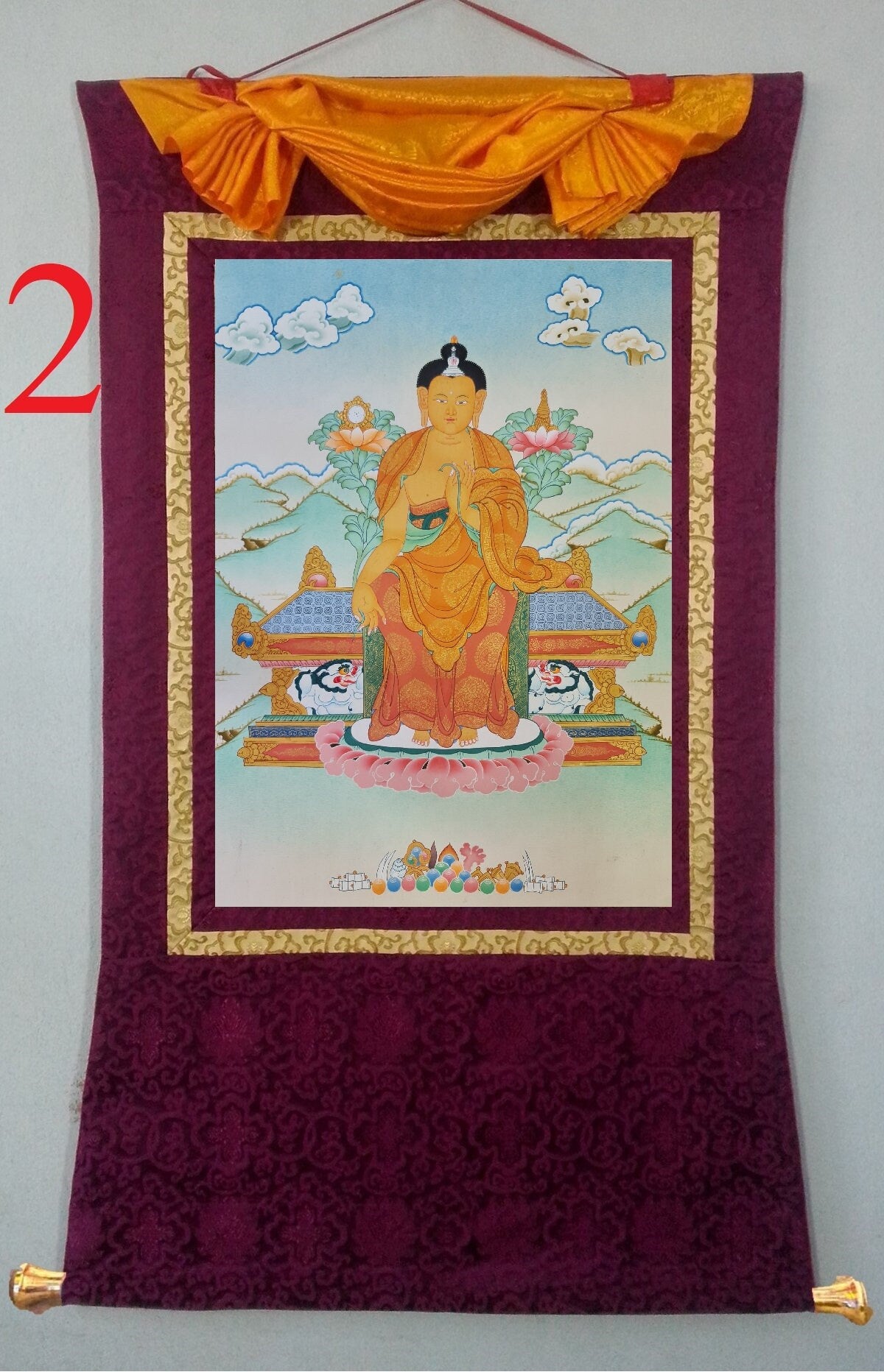 169. Maitreya (Metteyya) Buddha Thangka (Thanka). Free Brocade / Free Shipping.