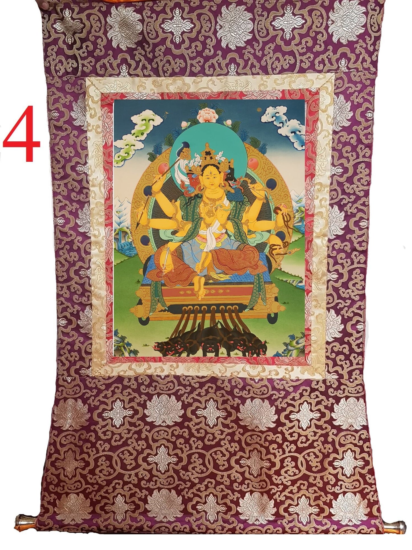 98. Marici Tibetan Thangka (Thanka) Painting. Free Brocade / Free Shipping.