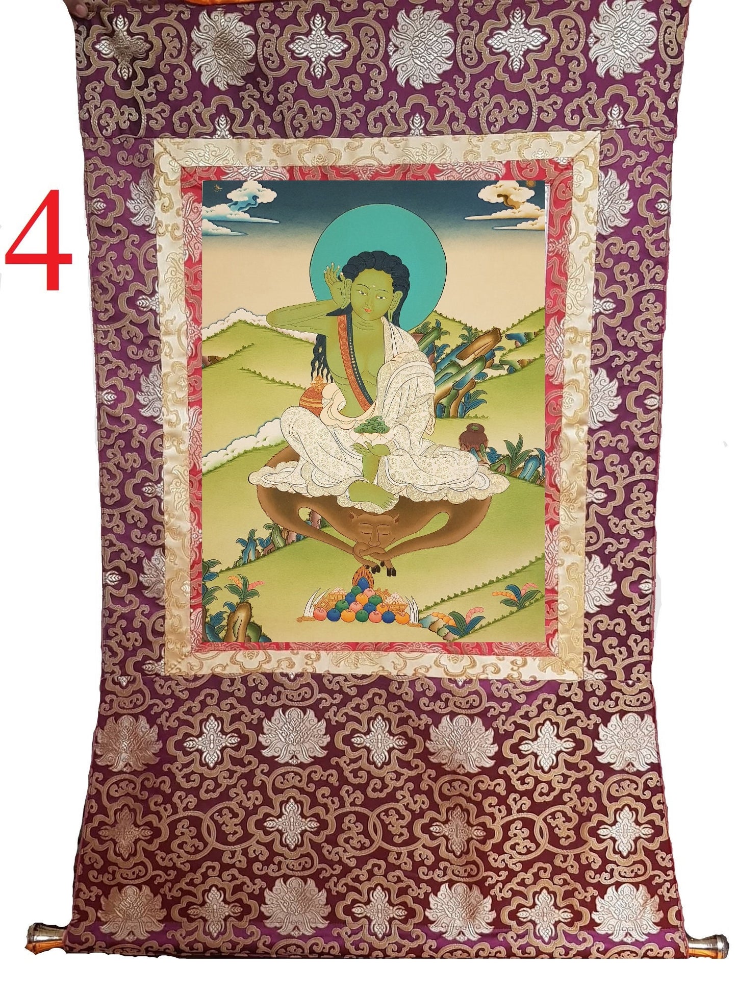 95. Milarepa Thangka (Thanka). Free Brocade / Free Shipping.