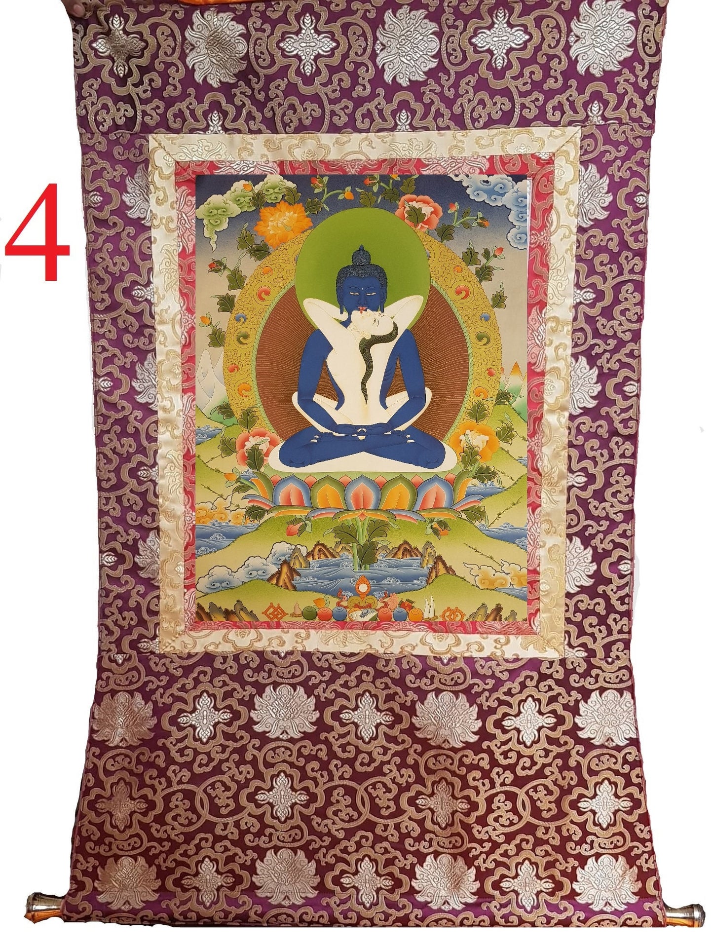 103. Samantabhadra Thangka (Thanka).  Free Brocade / Free Shipping.
