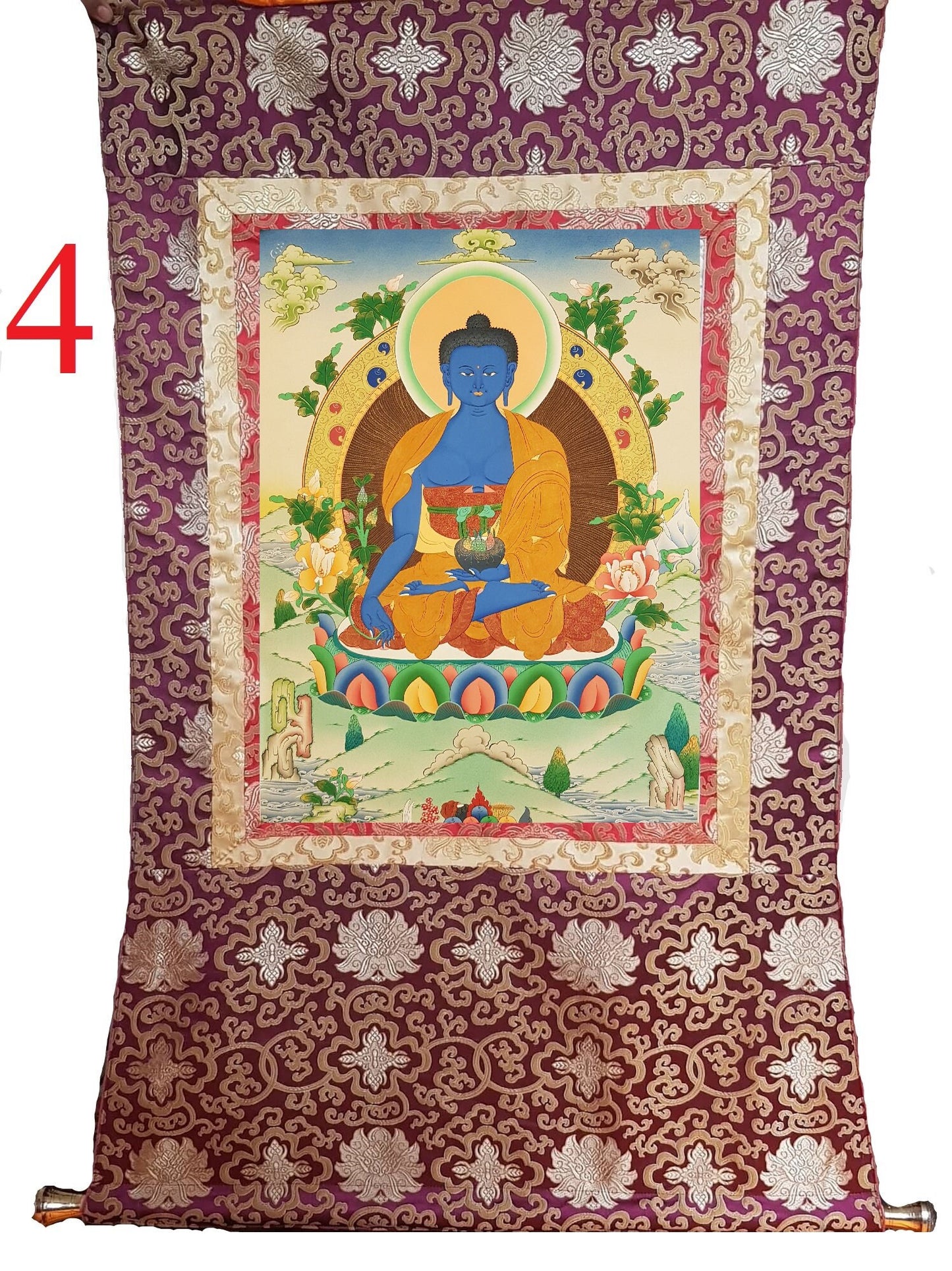 85. Medicine Buddha Thanka (Thangka). Free Brocade / Free Shipping.