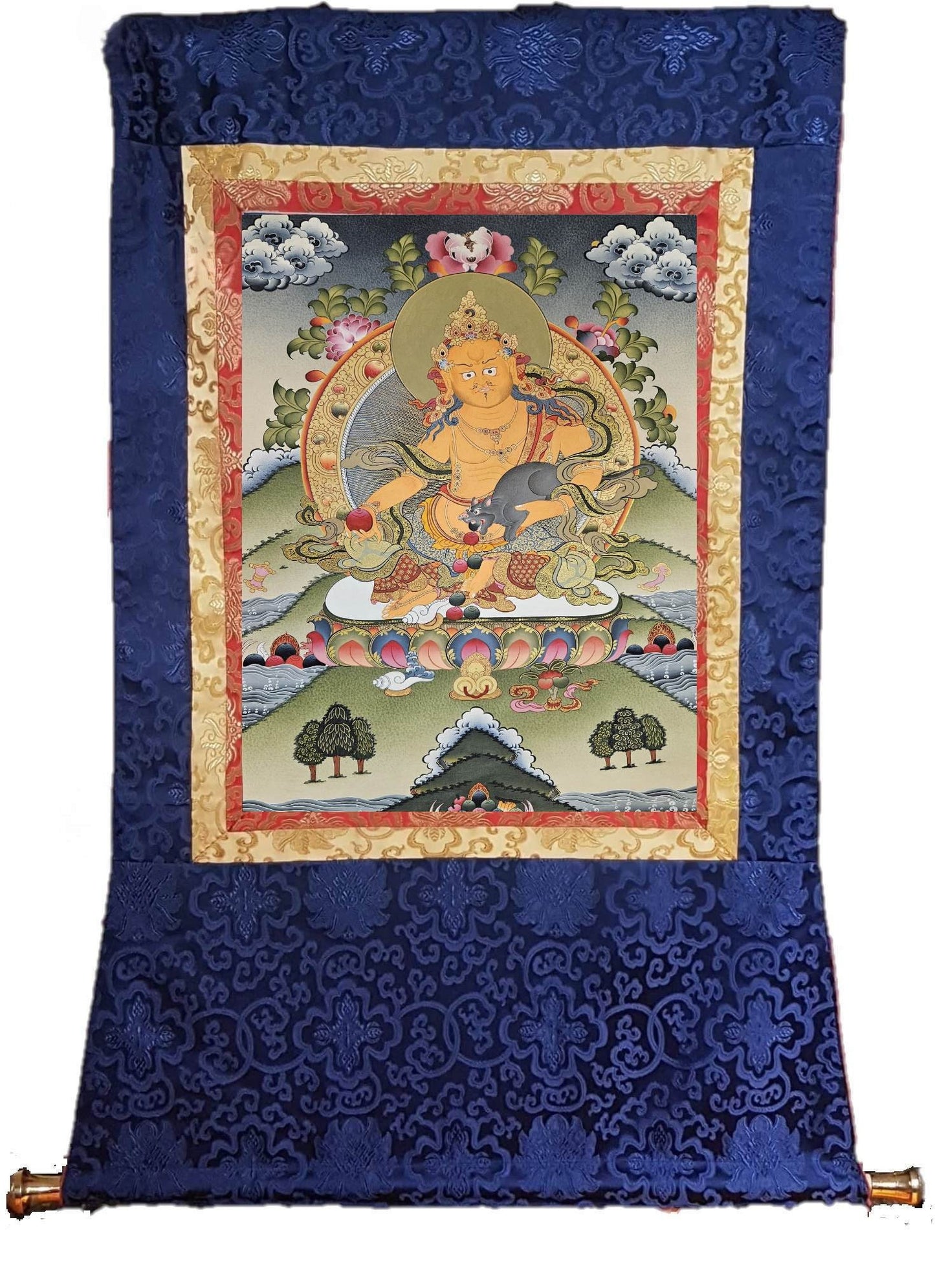 329. Jambhala or Zambhala Thangka (Thanka). Free Brocade / Free Shipping.