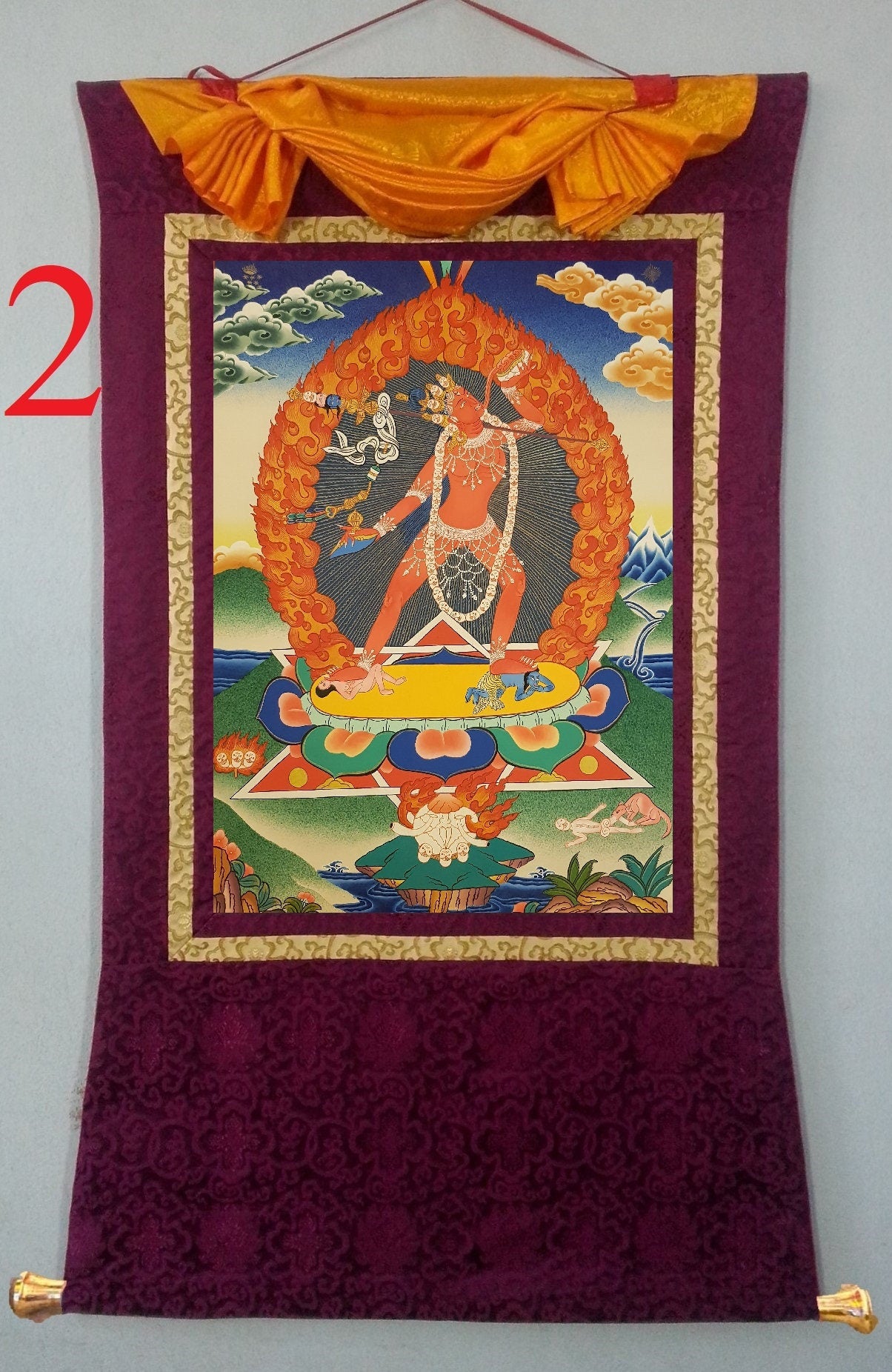 140. Vajrayogini Thangka (Thanka). Free Brocade / Free Shipping.