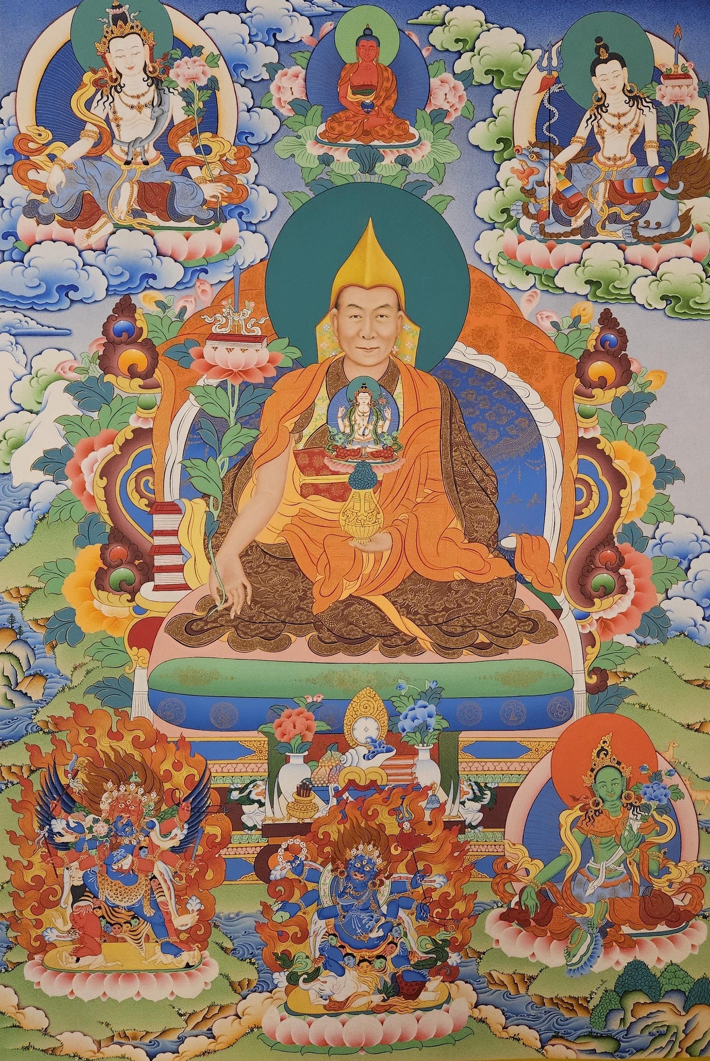 14th Dalai Lama Jetsun Jamphel Ngawang Lobsang Yeshe Tenzin Gyatso Gyalwa Rinpoche. Free Brocade / Free Shipping.