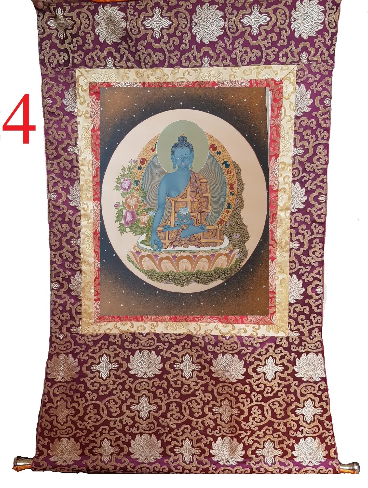 84. Medicine Buddha Thanka (Thangka). Free Brocade / Free Shipping.