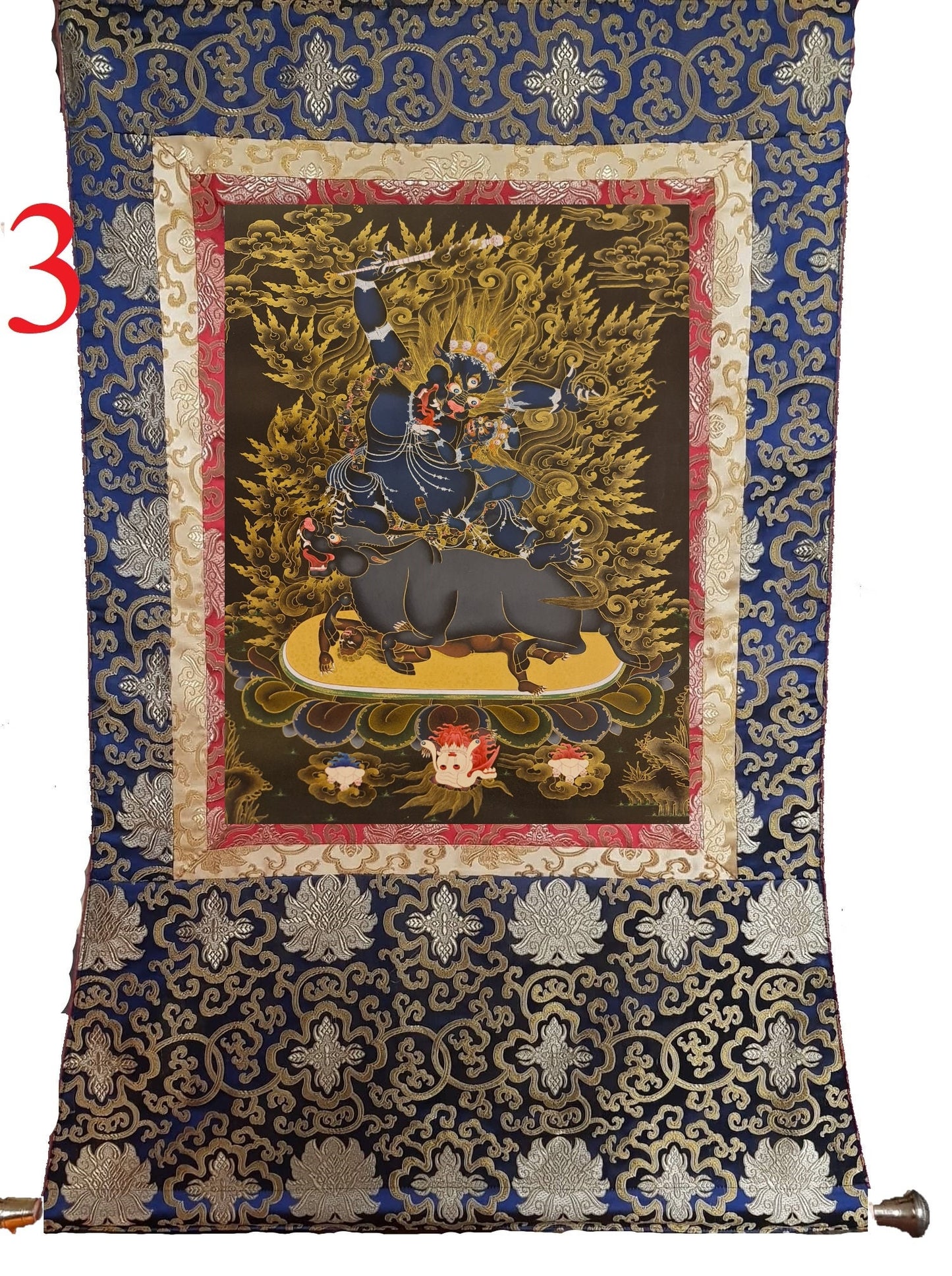 237. Kalarupa Yamaraja Thangka (Thanka). Free Brocade / Free Shipping.