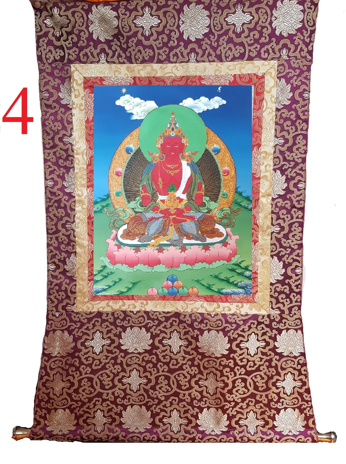 29. Amitayus Thangka (Thanka). Free Brocade / Free Shipping.