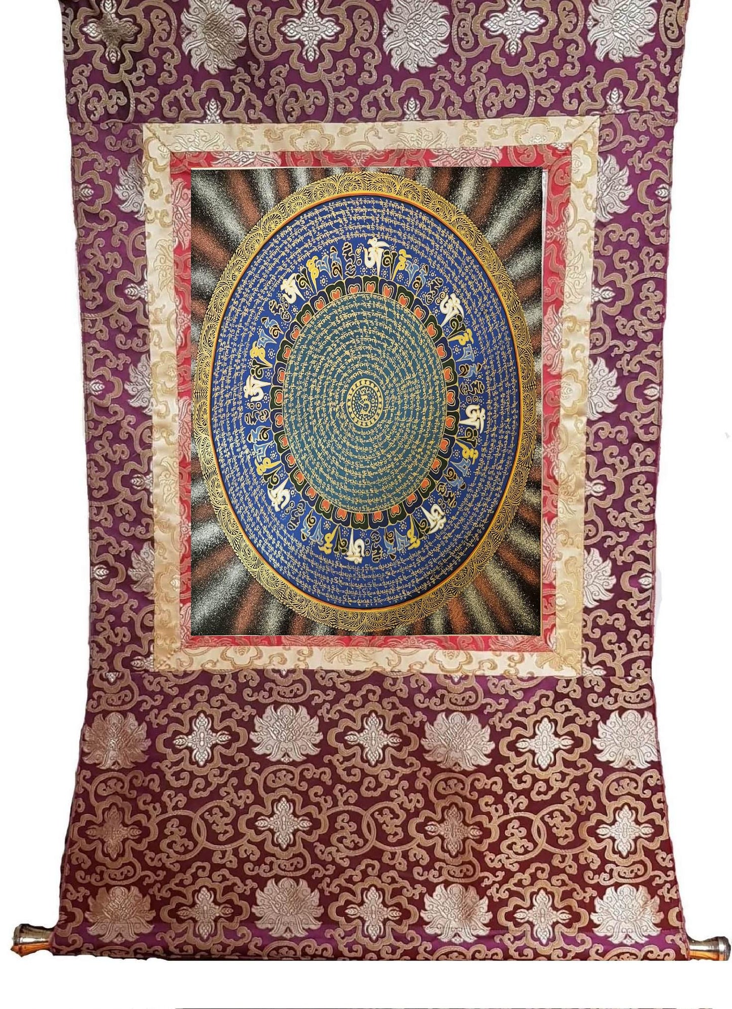 347. Mantra Mandala Thangka (Thanka). Free Brocade / Free Shipping.