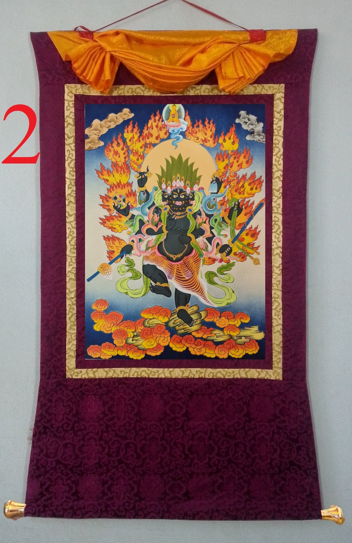 277. Aakash Bhairav Thanka (Thangka). Free Brocade / Free Shipping.