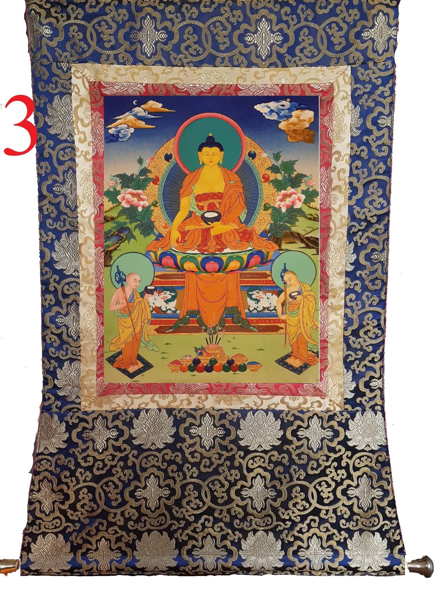 111. Shakyamuni Buddha Thangka (Thanka). Free Brocade / Free Shipping.