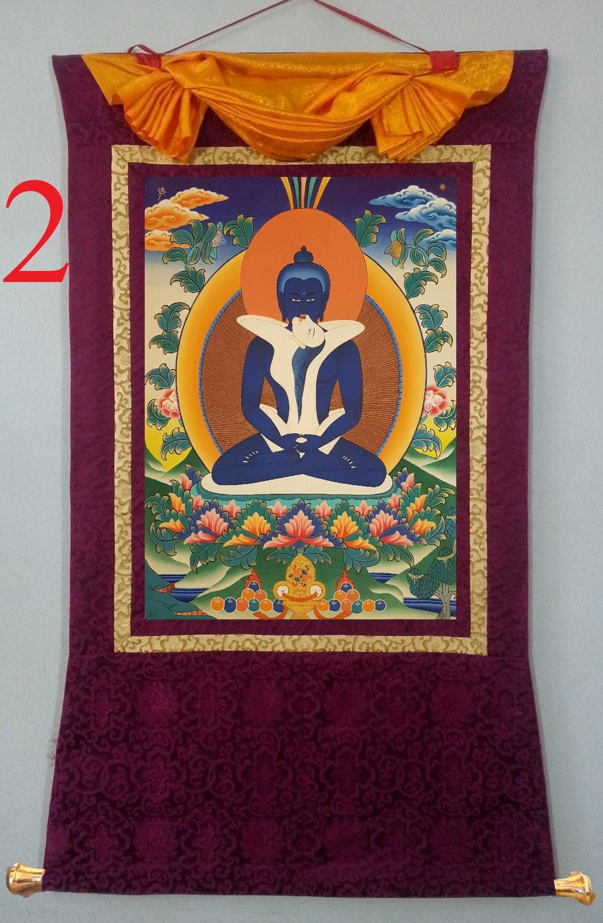 107. Samantabhadra Thangka (Thanka). Free Brocade / Free Shipping.