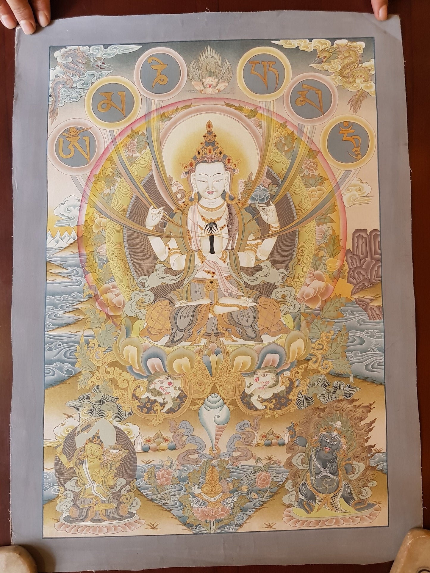 15. Chenrezig Thangka (Thanka). Free Brocade / Free Shipping.