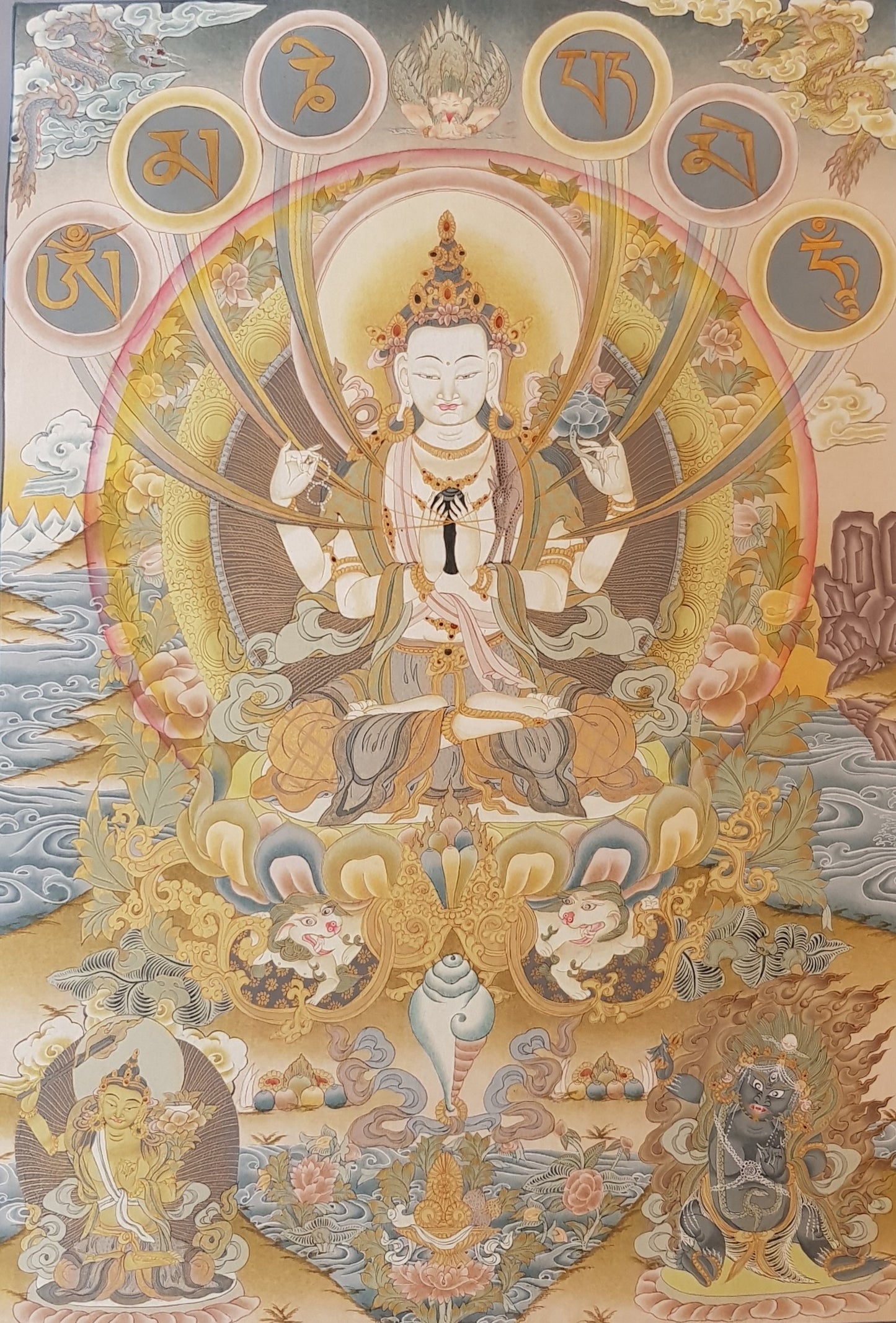 15. Chenrezig Thangka (Thanka). Free Brocade / Free Shipping.