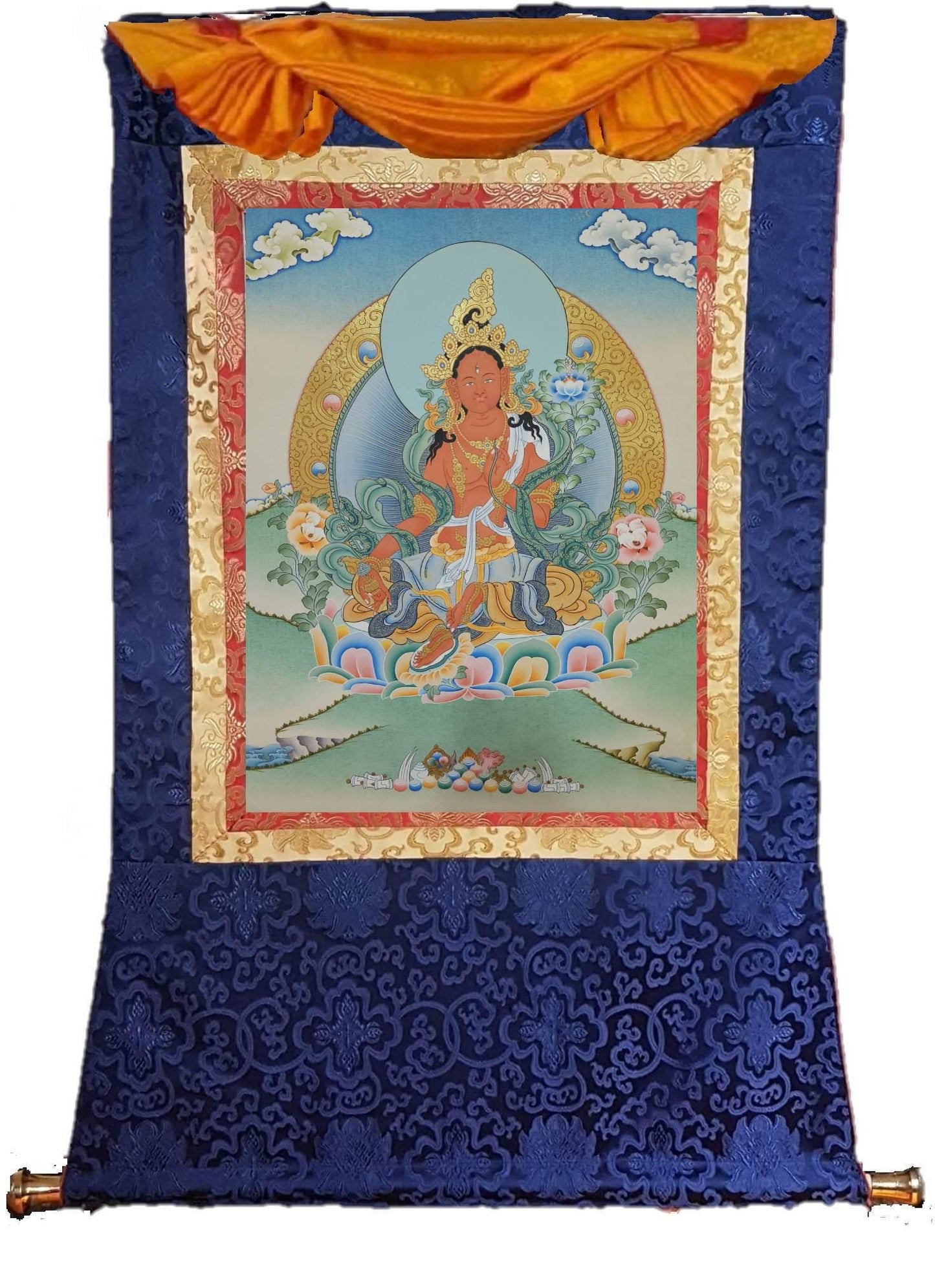 306. Red Tara Thangka (Thanka) with Free Brocade and Free Shipping.