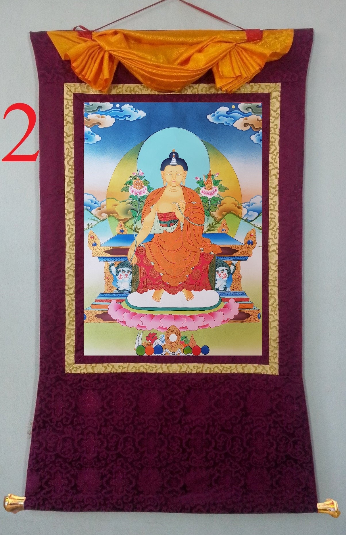 136. Maitreya (Metteyya) Buddha Thangka (Thanka). Free Brocade / Free Shipping.