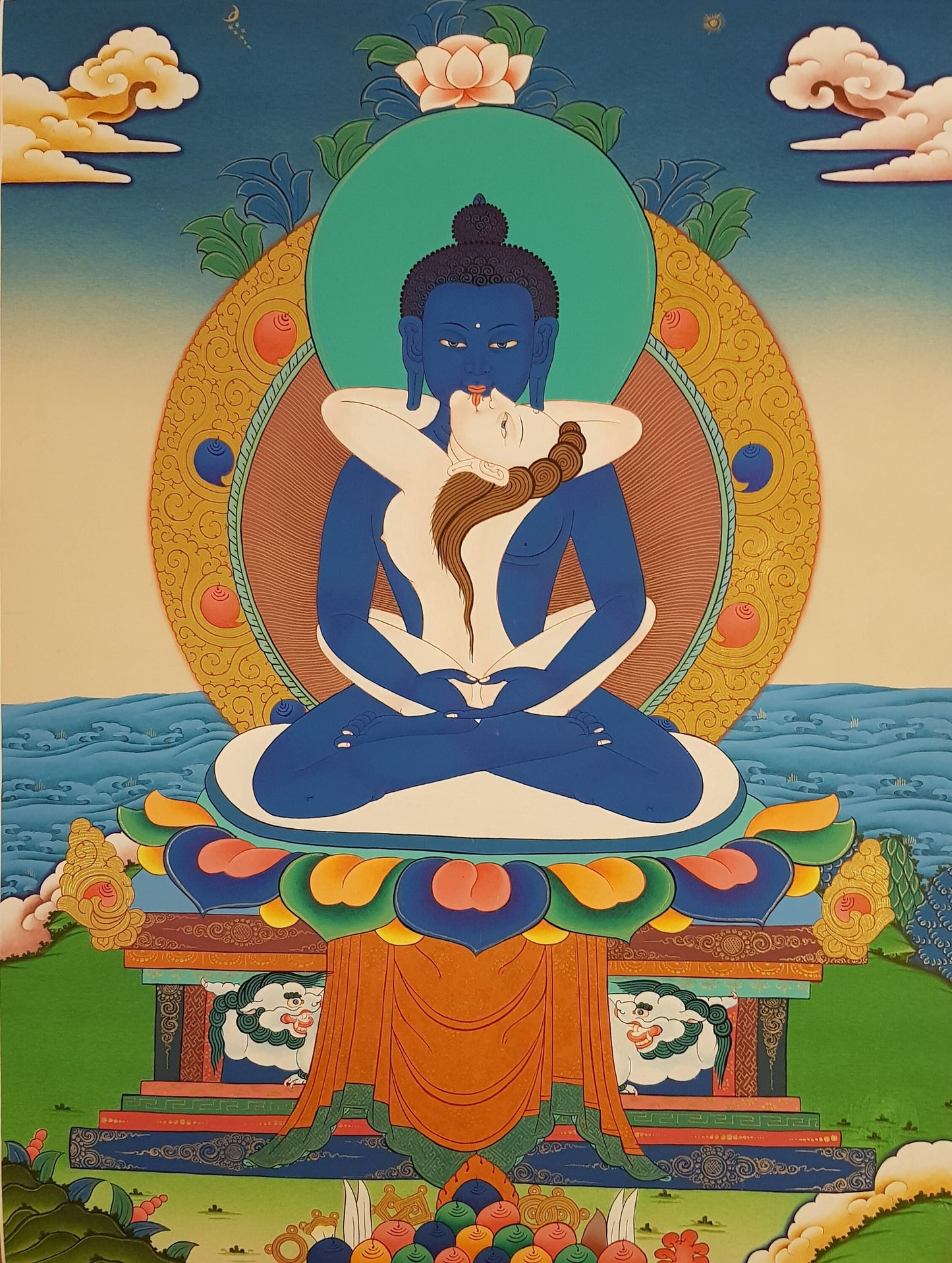 106. Samantabhadra Thangka (Thanka). Free Brocade / Free Shipping.