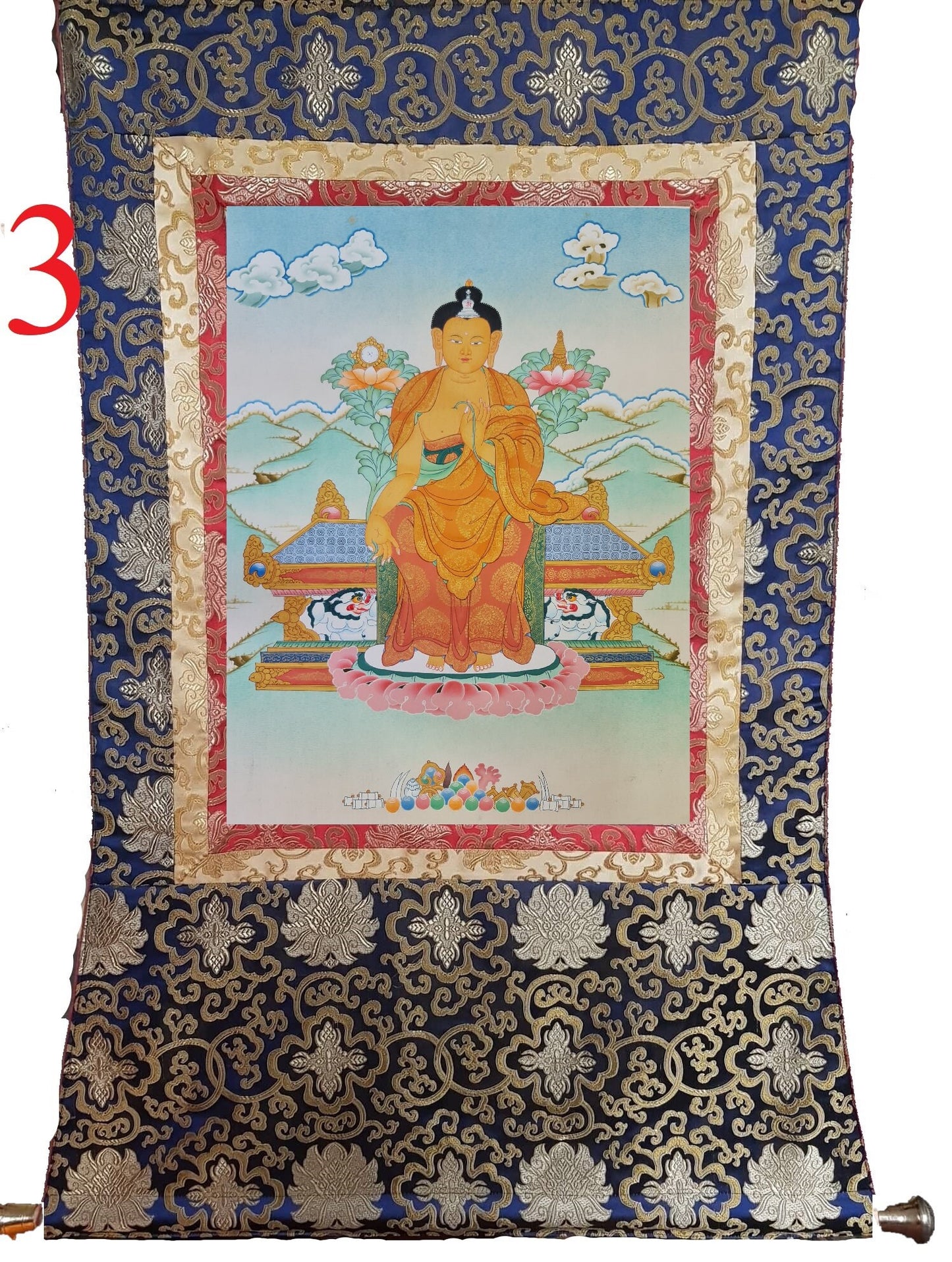 169. Maitreya (Metteyya) Buddha Thangka (Thanka). Free Brocade / Free Shipping.