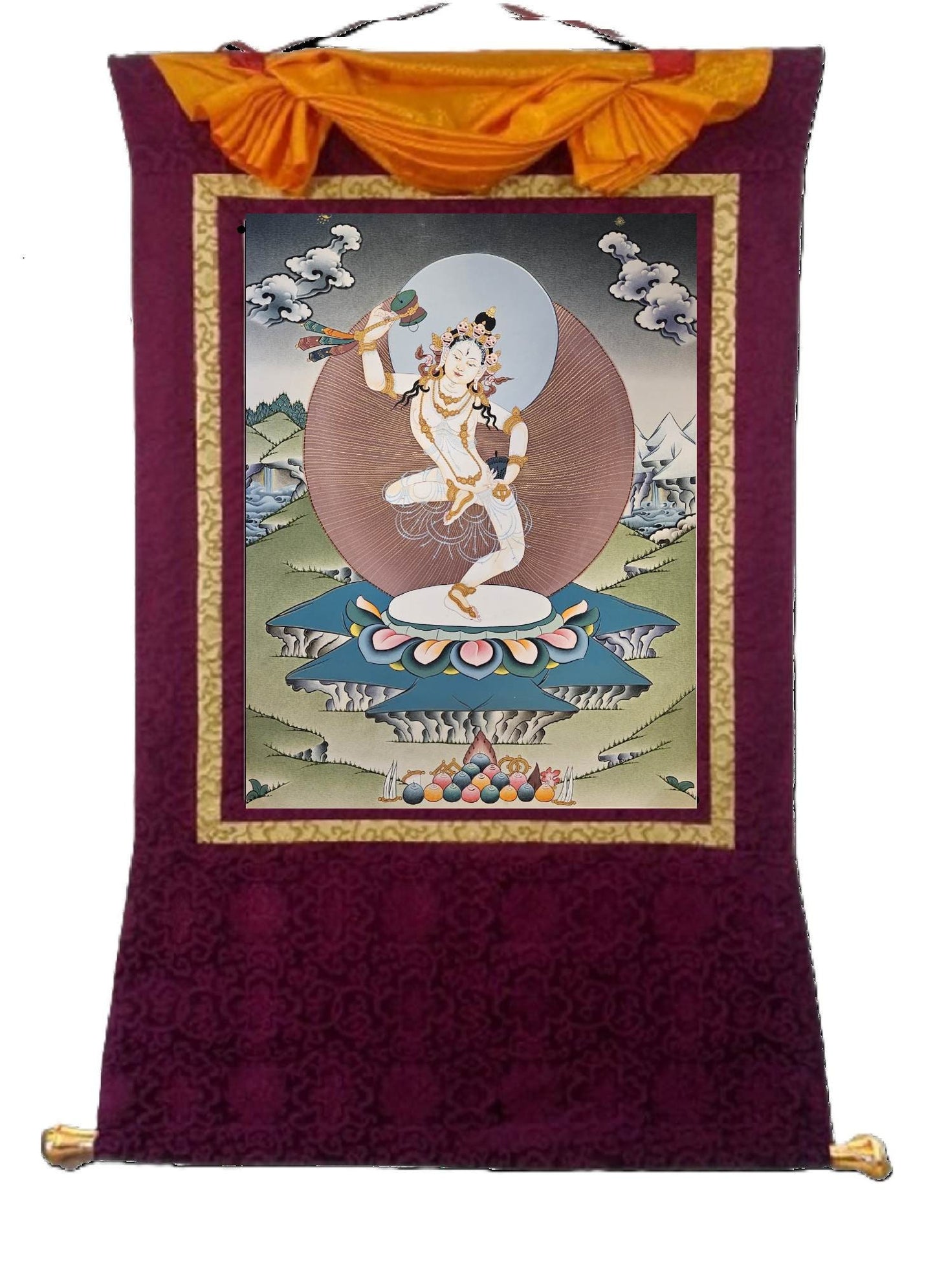 110. Machig Labdron for Chod Practice Thangka (Thanka). Free Brocade / Free Shipping.