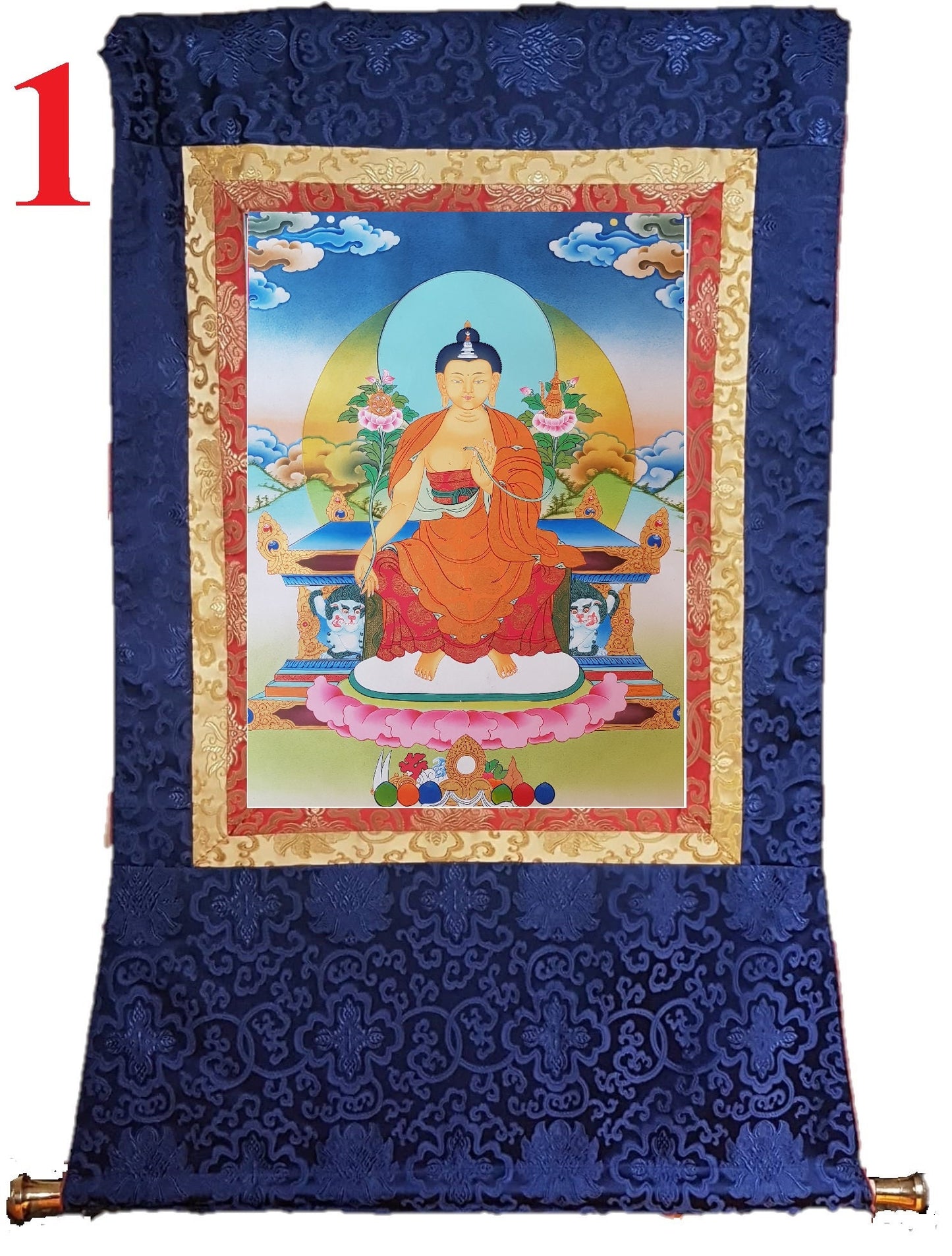 136. Maitreya (Metteyya) Buddha Thangka (Thanka). Free Brocade / Free Shipping.