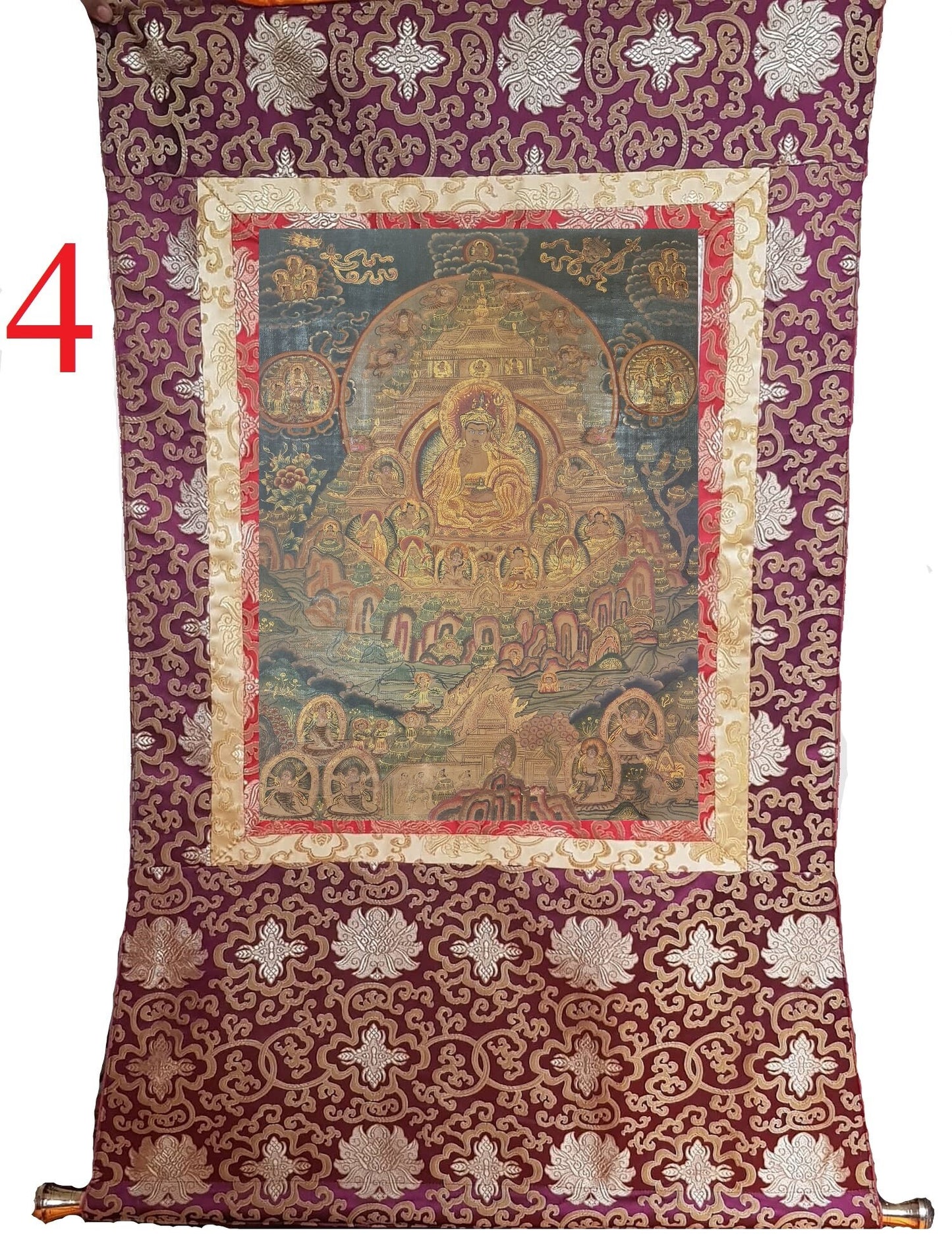 201. Sangdo Palri (Zangdok Palri) Thanka with Thick Canvas. 20 Years Old. Free Brocade / Free Shipping.
