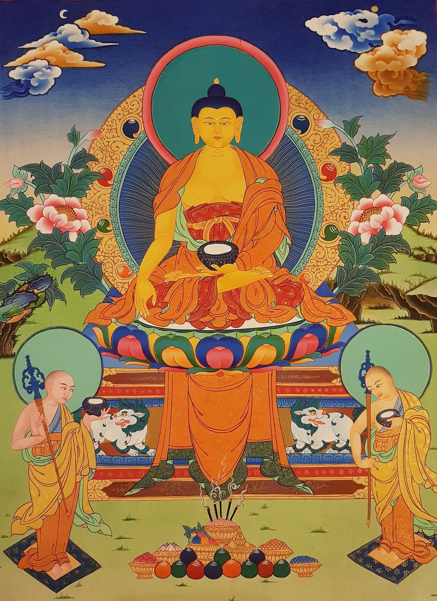 111. Shakyamuni Buddha Thangka (Thanka). Free Brocade / Free Shipping.