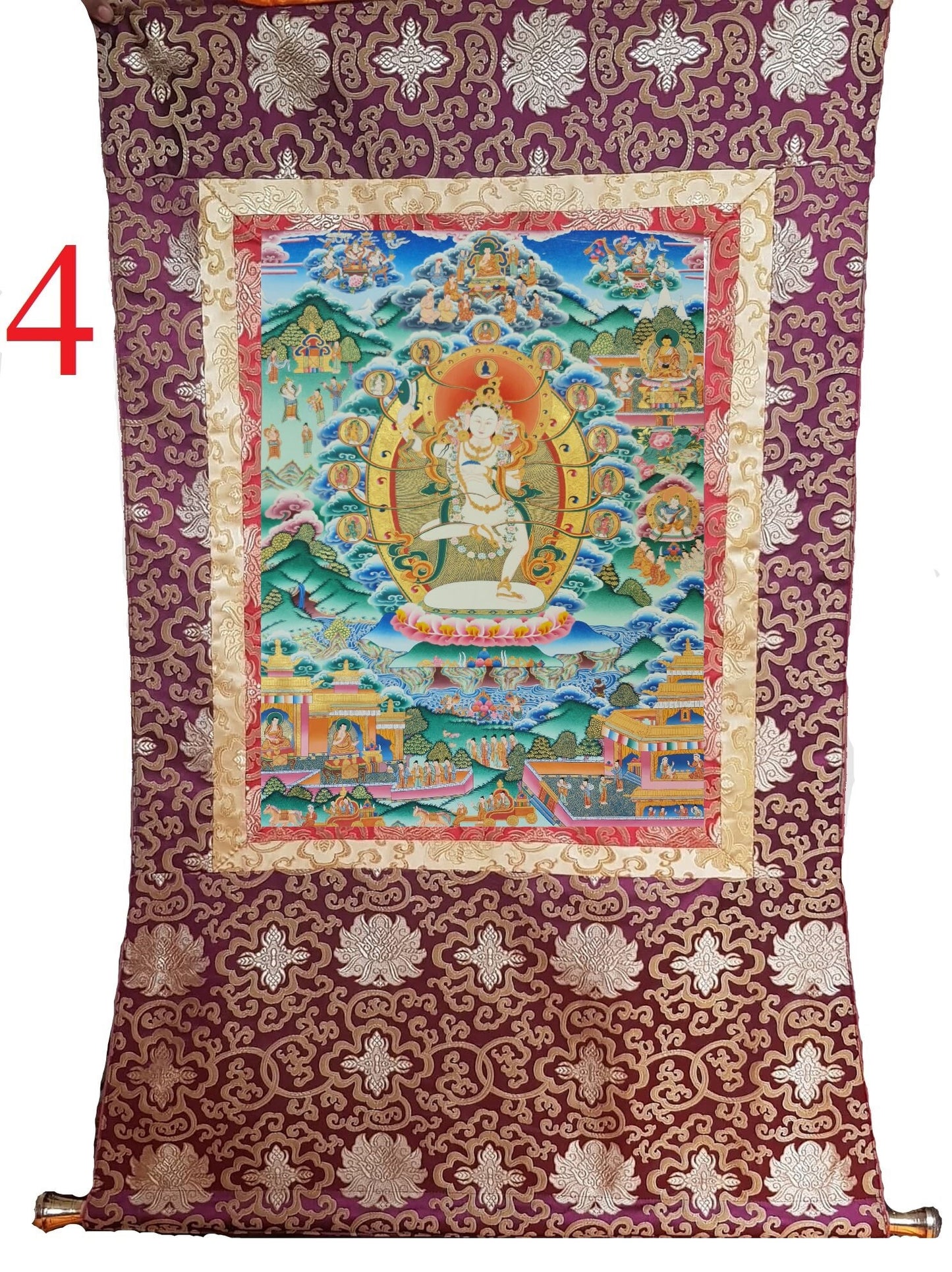 204. Machig Labdron for Chod Practice Thangka (Thanka). Free Brocade / Free Shipping.