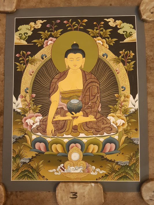 113. Shakyamuni Buddha Thangka (Thanka). Free Brocade / Free Shipping.