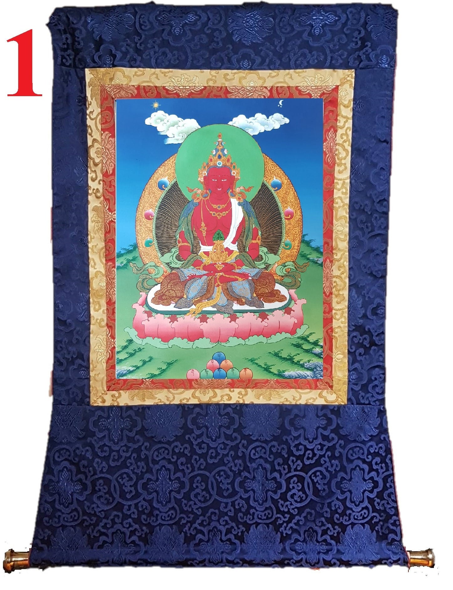 29. Amitayus Thangka (Thanka). Free Brocade / Free Shipping.
