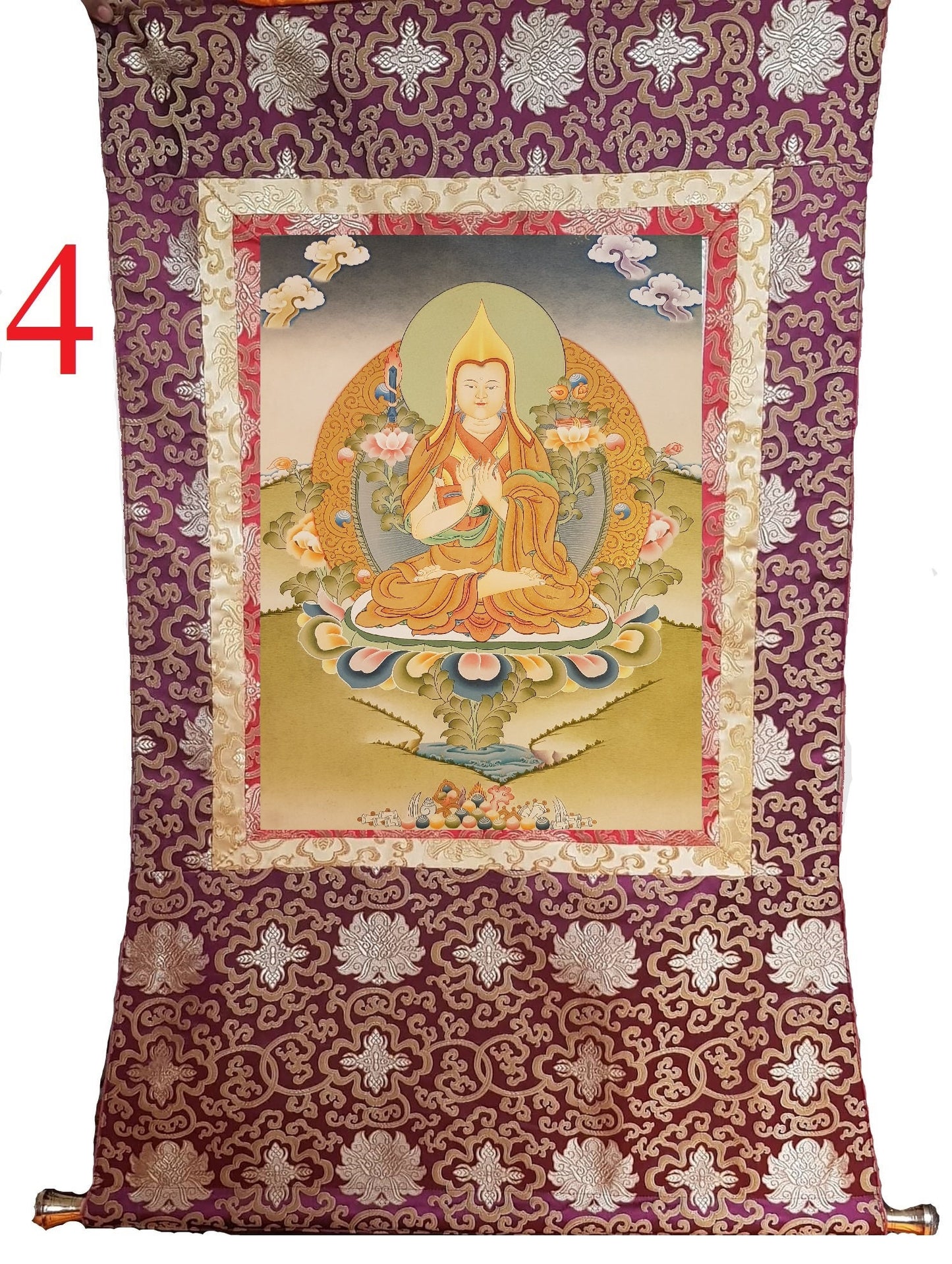 126. Lama Tsongkhapa Thangka (Thanka). Free Brocade / Free Shipping.