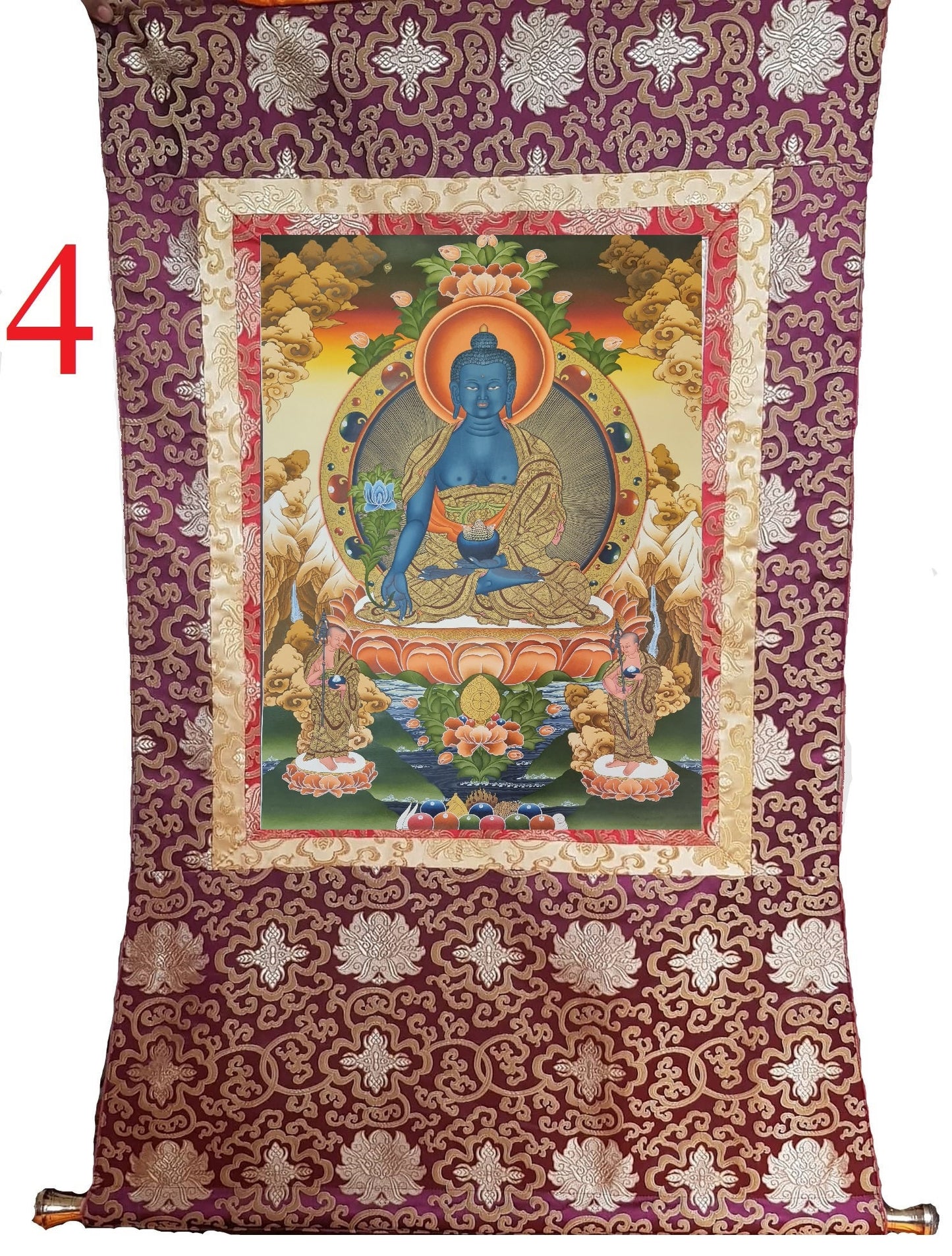 182. Medicine Buddha Thanka (Thangka). Free Brocade / Free Shipping.