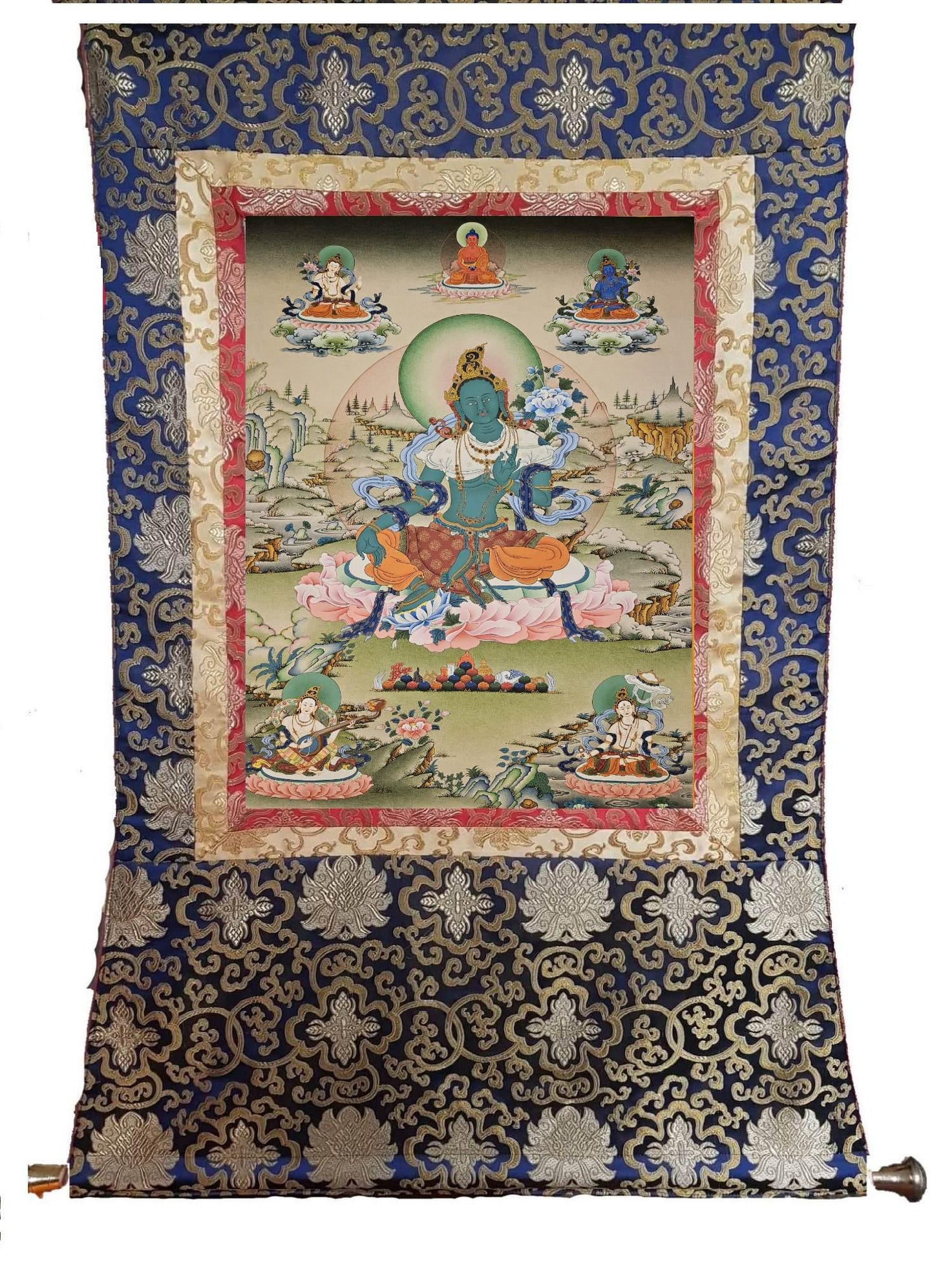 271. Karma Gadri Green Tara Thangka (Thanka). Free Brocade / Free Shipping.