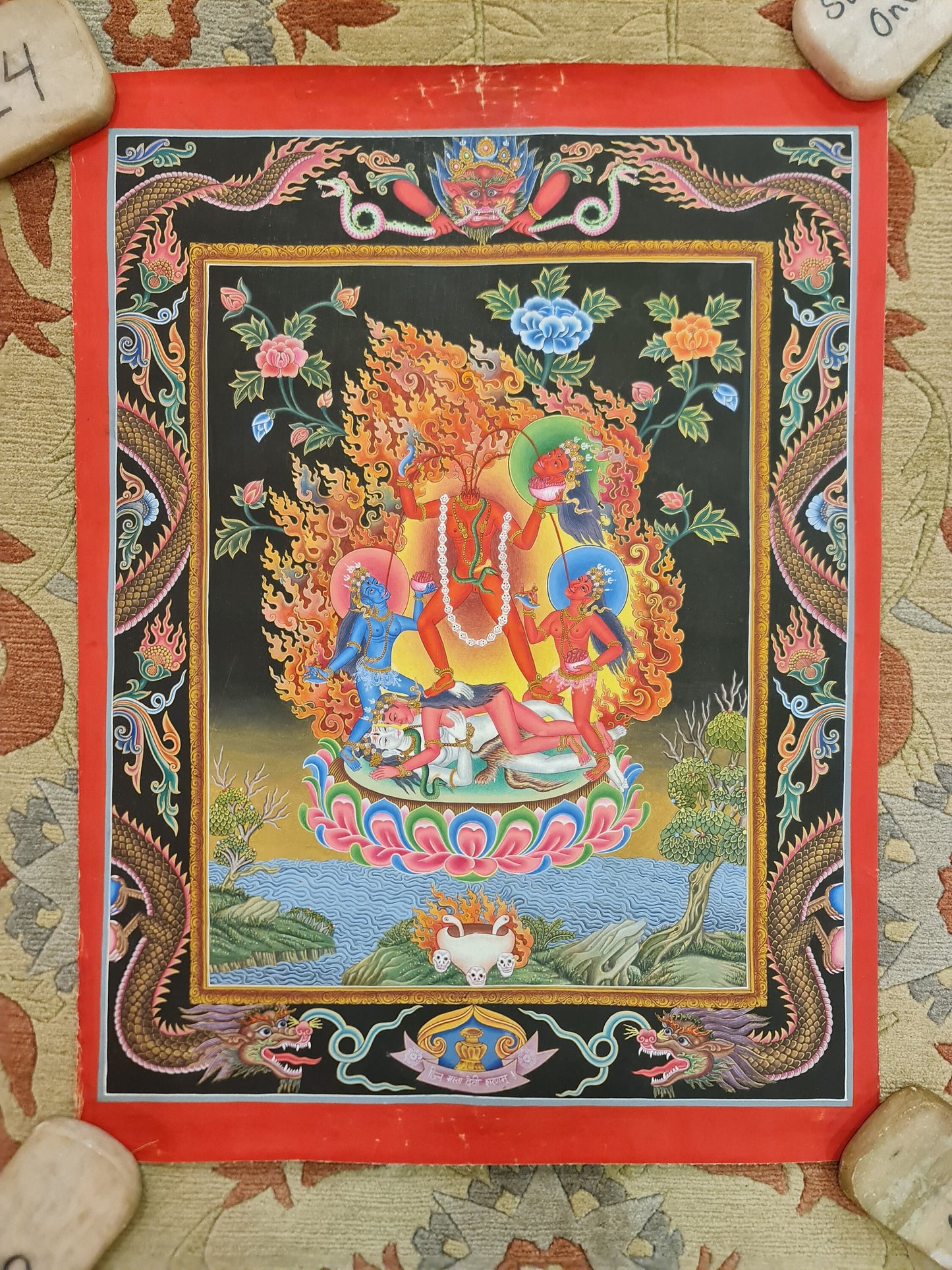 200. 20 Year Old Newari Style Paubha Chinnamasta Thanka . Free Shipping.