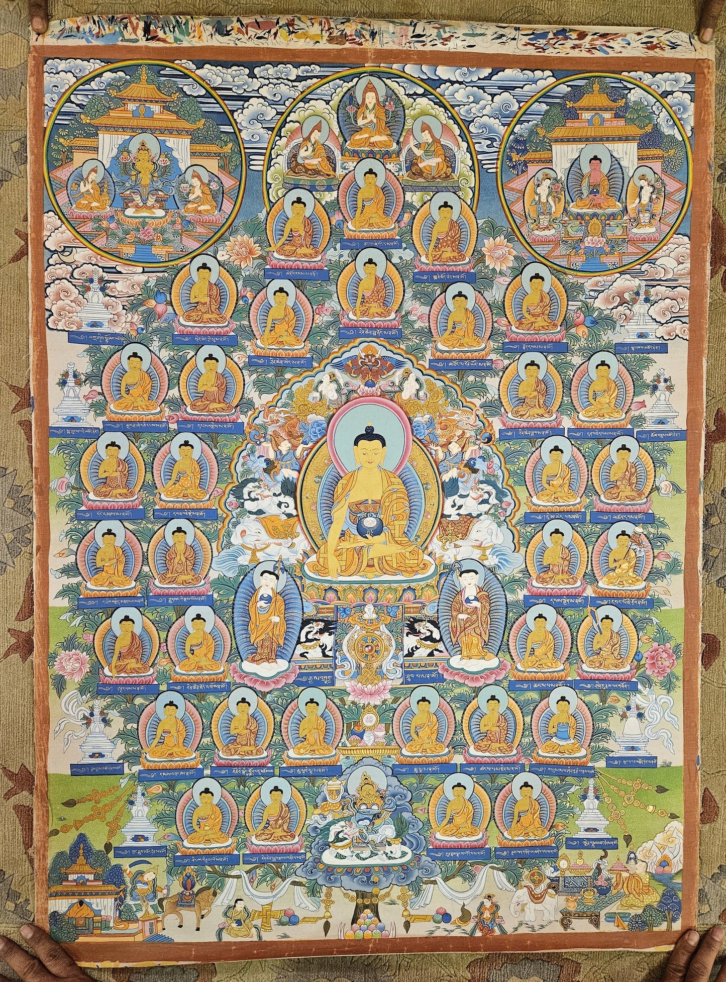 318. 35 Buddha Thangka (Thanka). Free Brocade / Free Shipping.